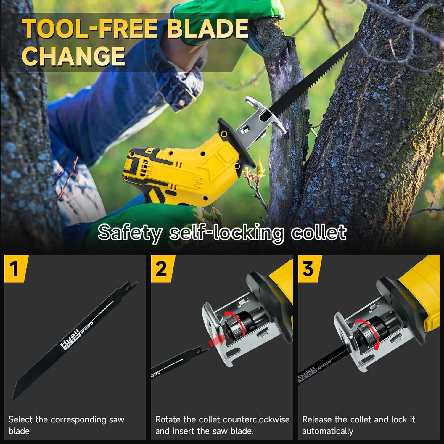 Sierra Recíproca Inalámbrica DeWalt 20V, 4 Hojas, 0-3000 SPM