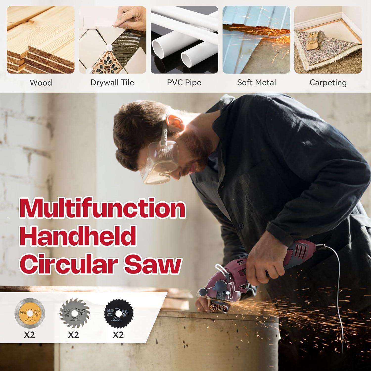 Sierra Circular Mini BDJHMP 400W 2.54kg 6 Cuchillas 1.27cm