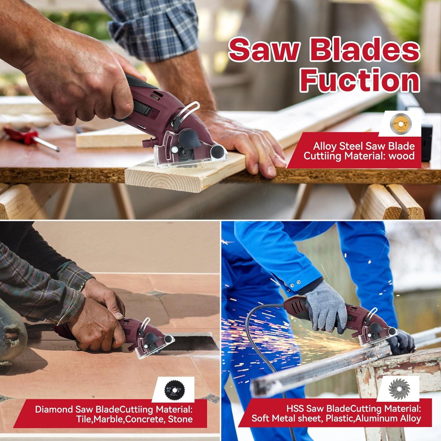 Sierra Circular Mini BDJHMP 400W 2.54kg 6 Cuchillas 1.27cm