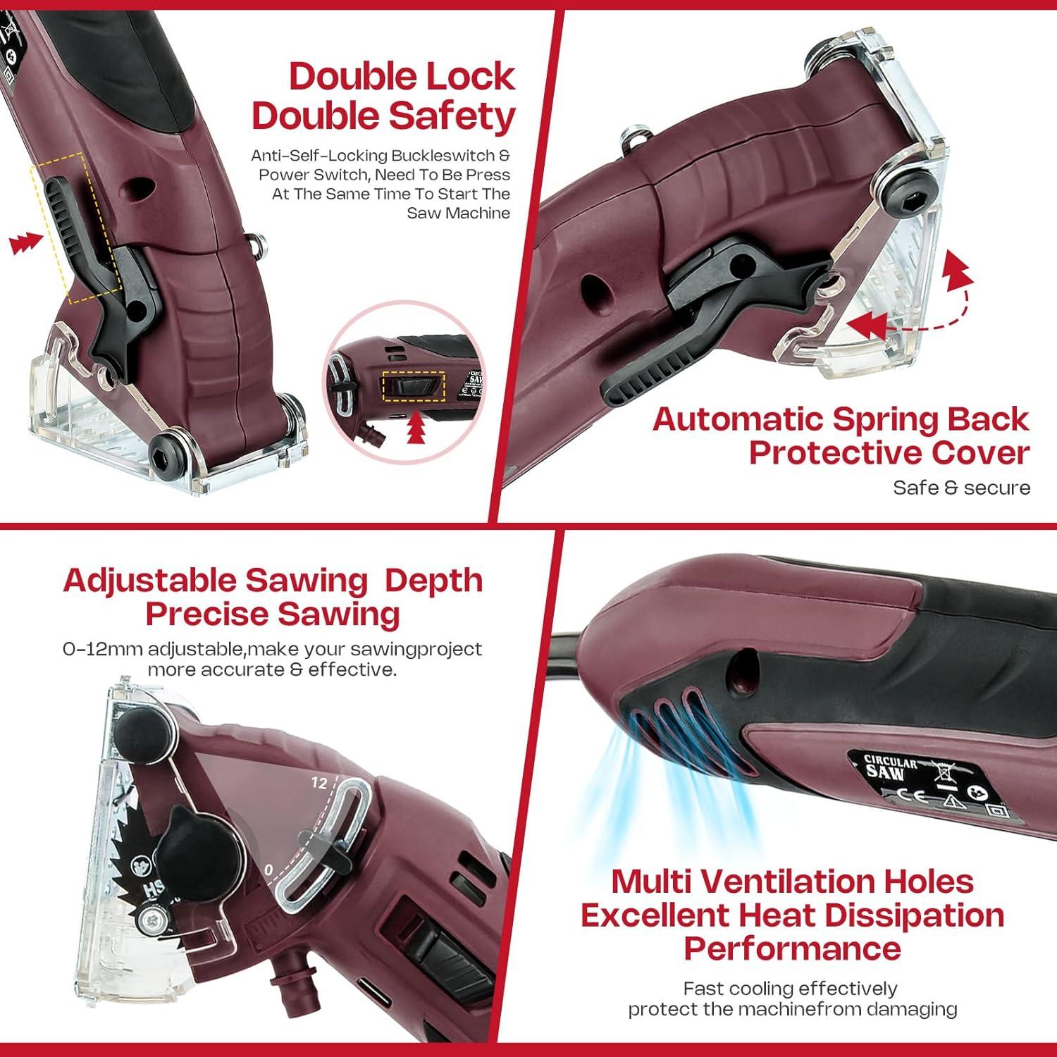 Sierra Circular Mini BDJHMP 400W 2.54kg 6 Cuchillas 1.27cm