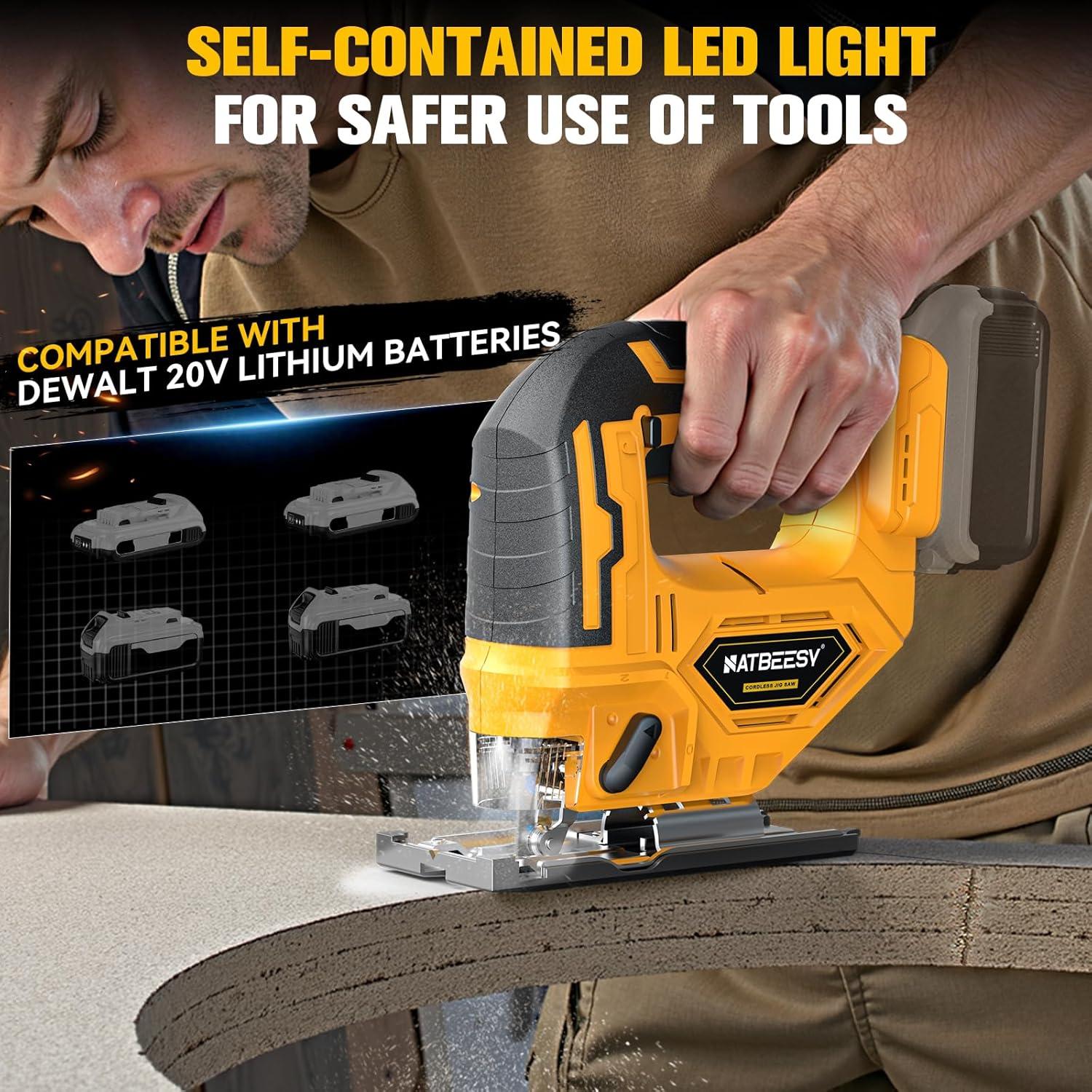 Sierra de calar inalámbrica NATBEESY 20V, 2900RPM, 45°