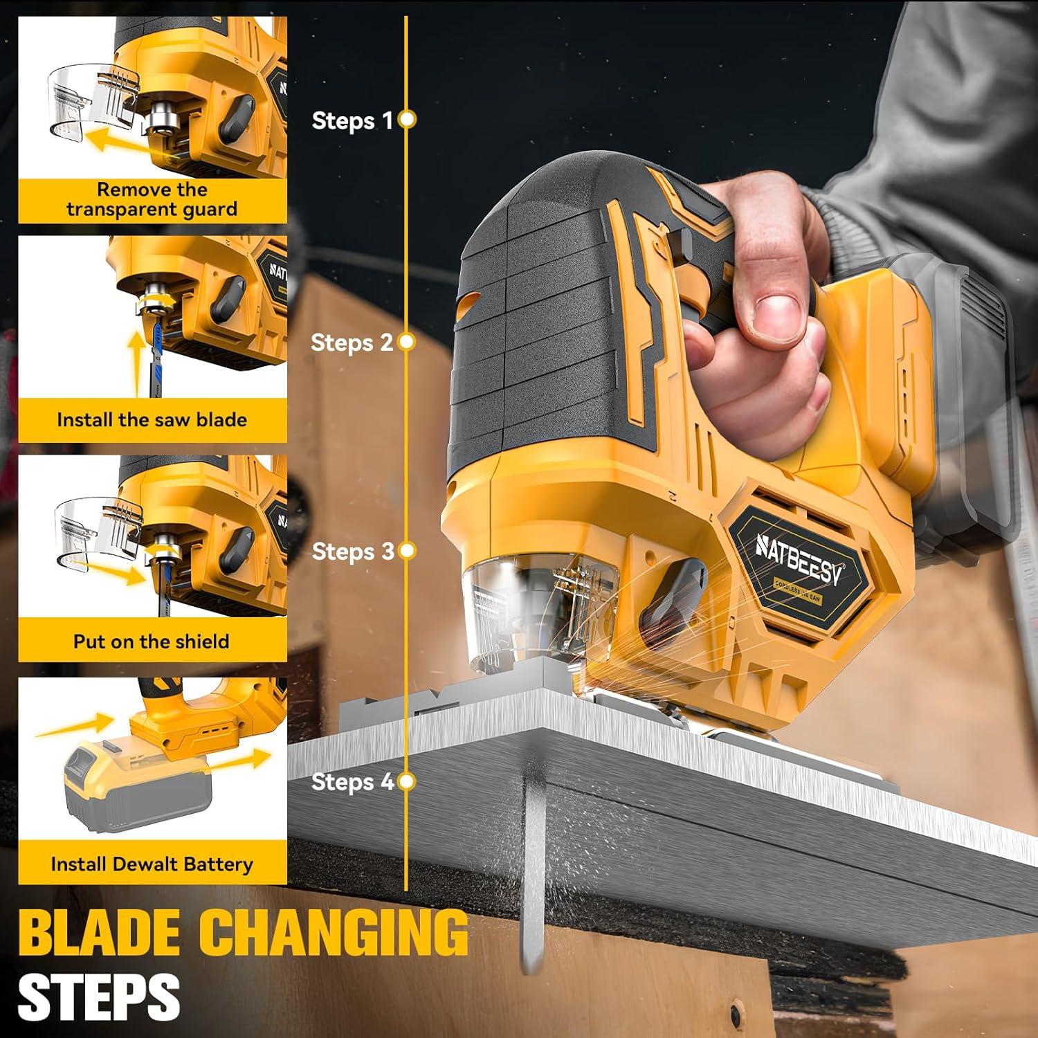 Sierra de calar inalámbrica NATBEESY 20V, 2900RPM, 45°
