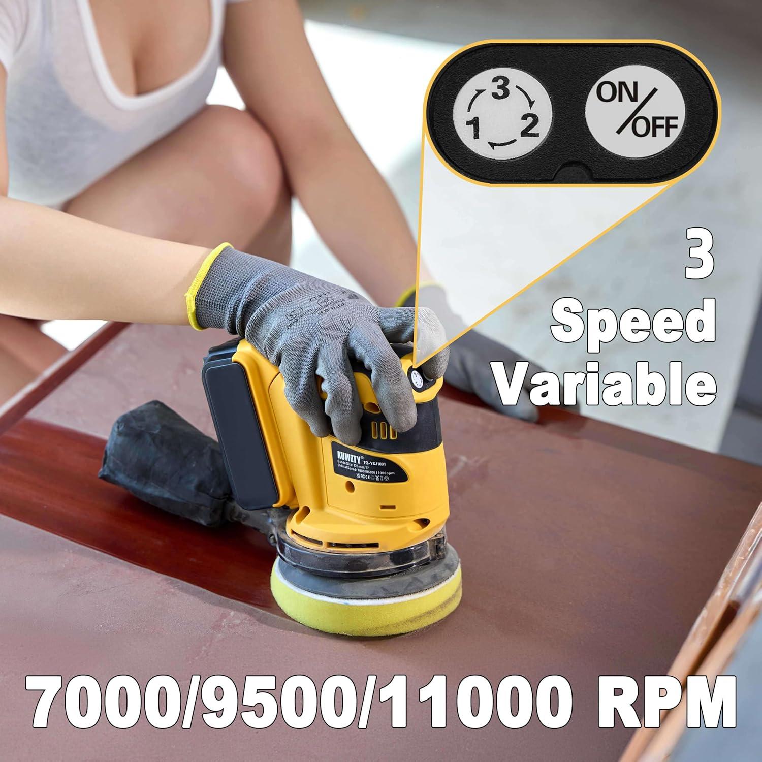 Lijadora Orbital KUWZTY 20V 5" Velocidad Variable con Polvo