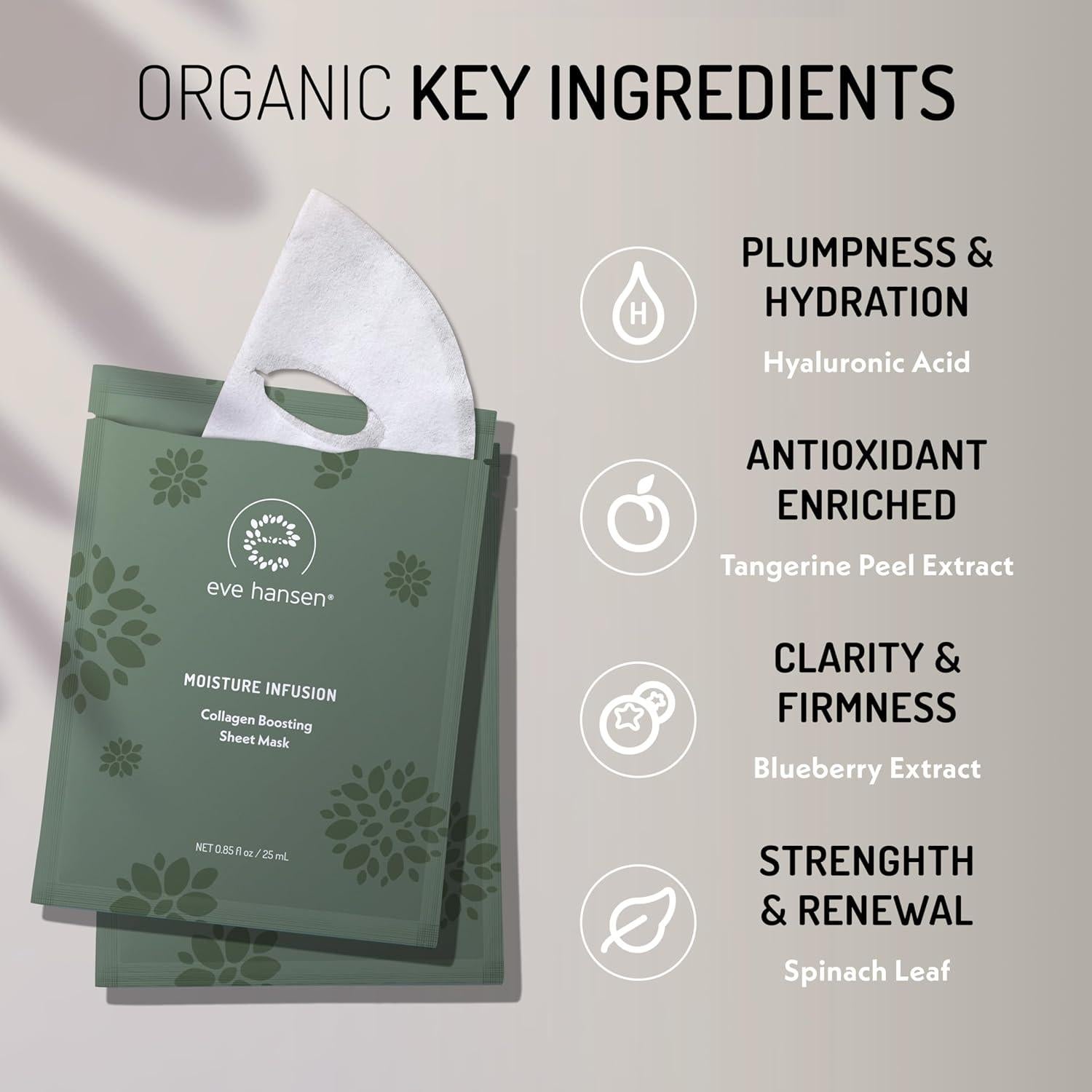 Mascarilla Facial de Colágeno Eve Hansen - Hidratante 5 Pzas