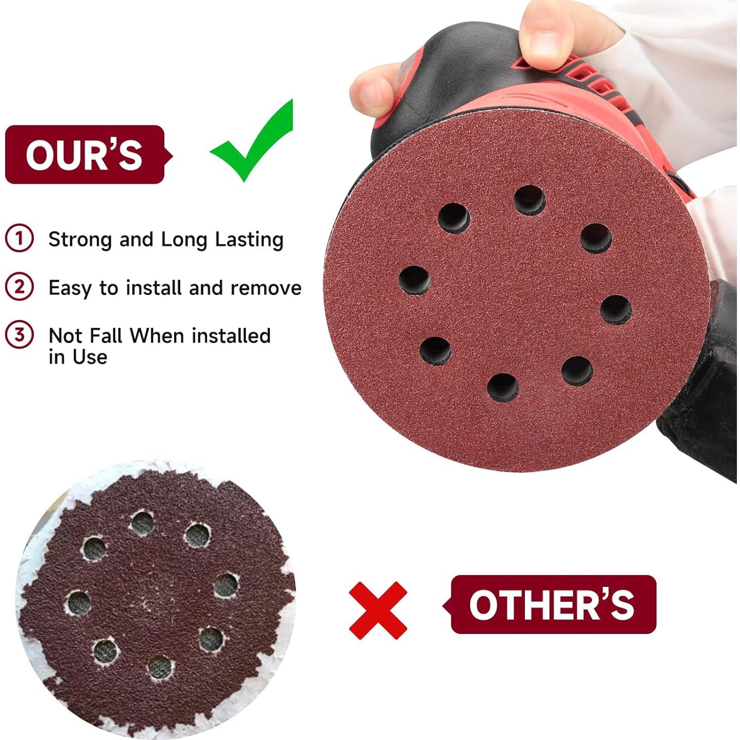 165 Discos de Lijado 5 Pulgadas POTUINOM Grano Variado