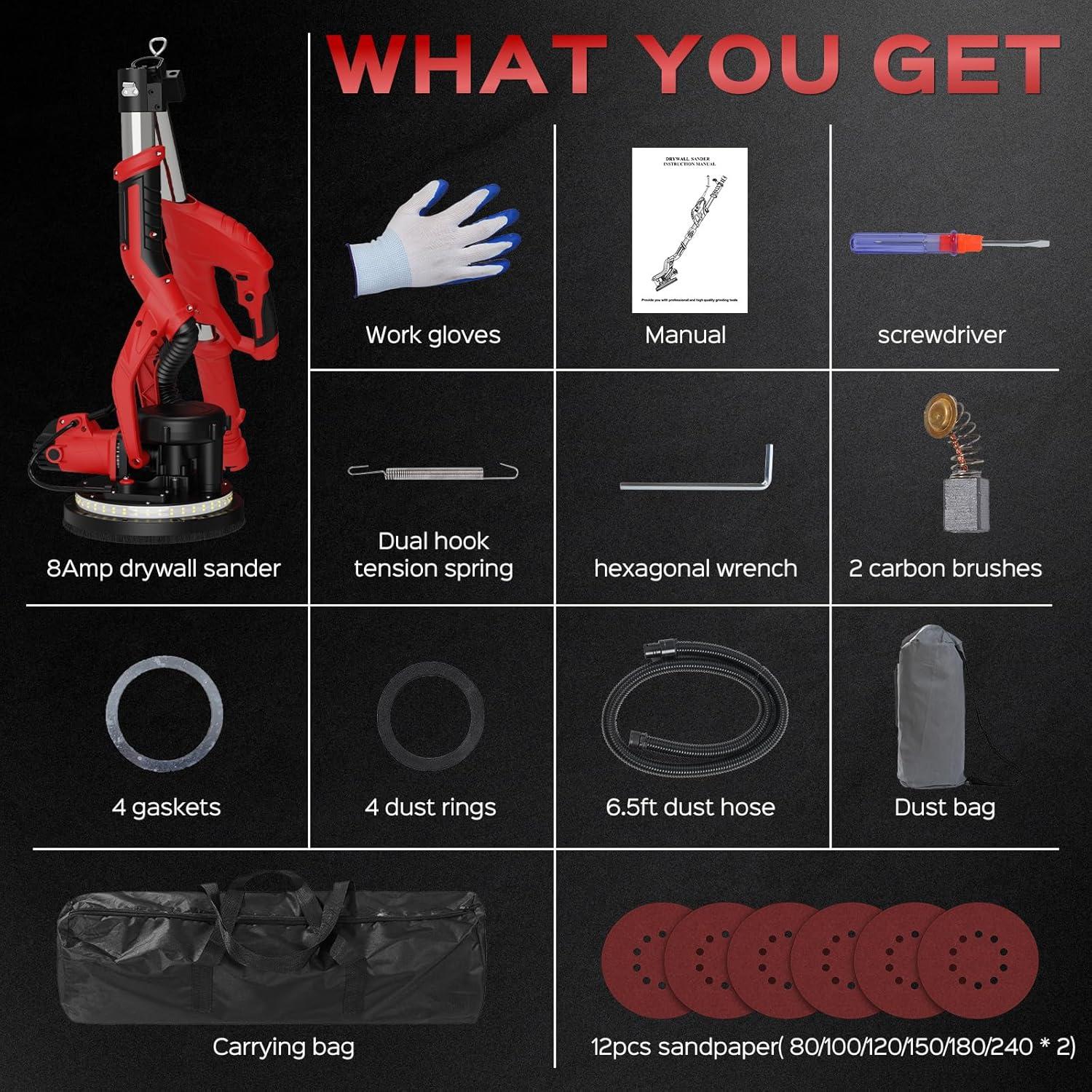 Lijadora de Drywall IMQUALI 8A 7 Velocidades Luz LED