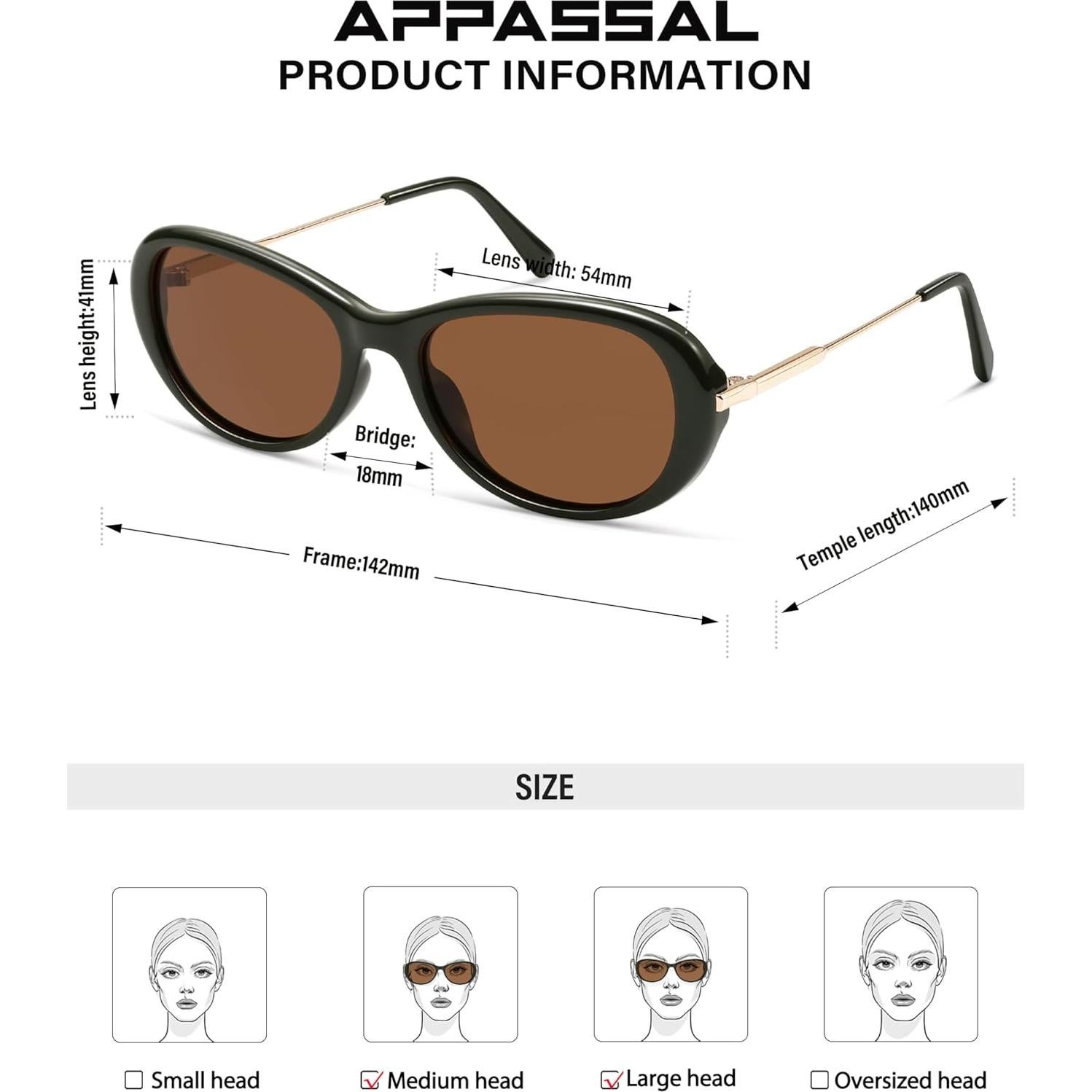 Gafas de sol ovaladas polarizadas retro C2 Verde/Marrón