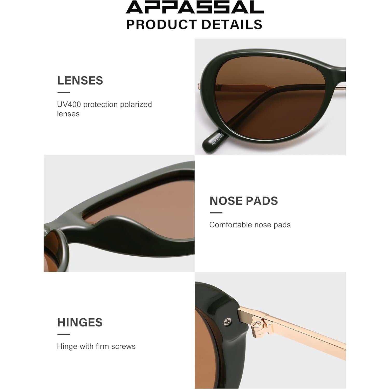 Gafas de sol ovaladas polarizadas retro C2 Verde/Marrón