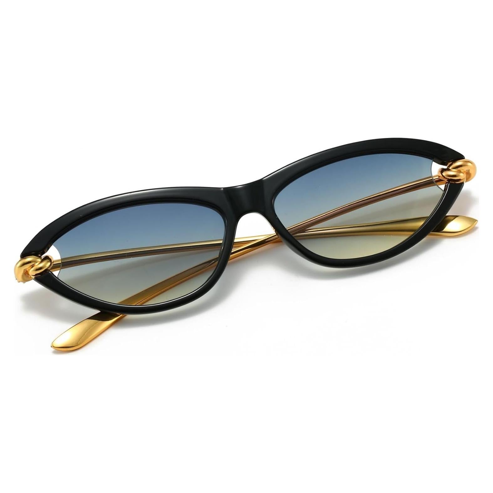 Gafas de Sol Retro Ovaladas Hanj para Mujeres - Templo Dorado