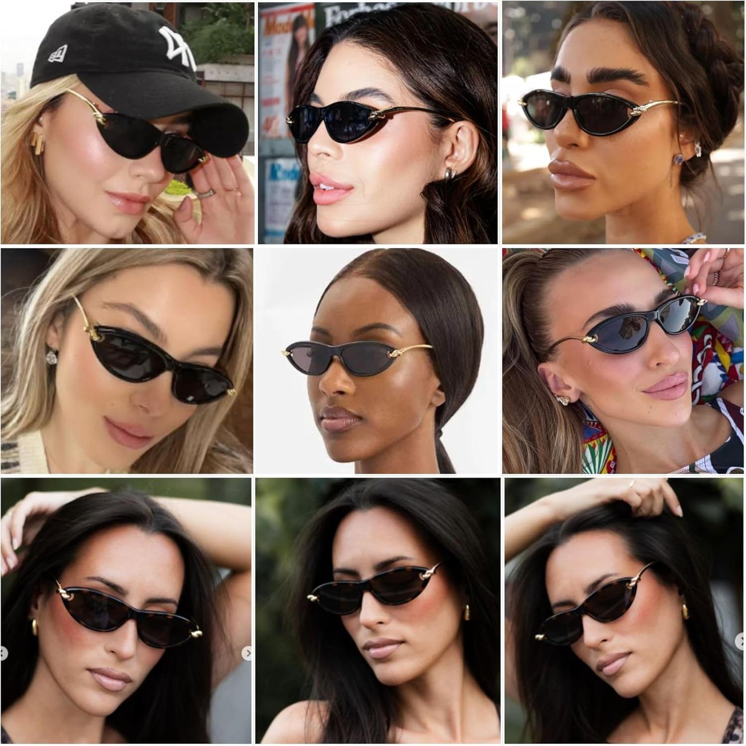 Gafas de Sol Retro Ovaladas Hanj para Mujeres - Templo Dorado