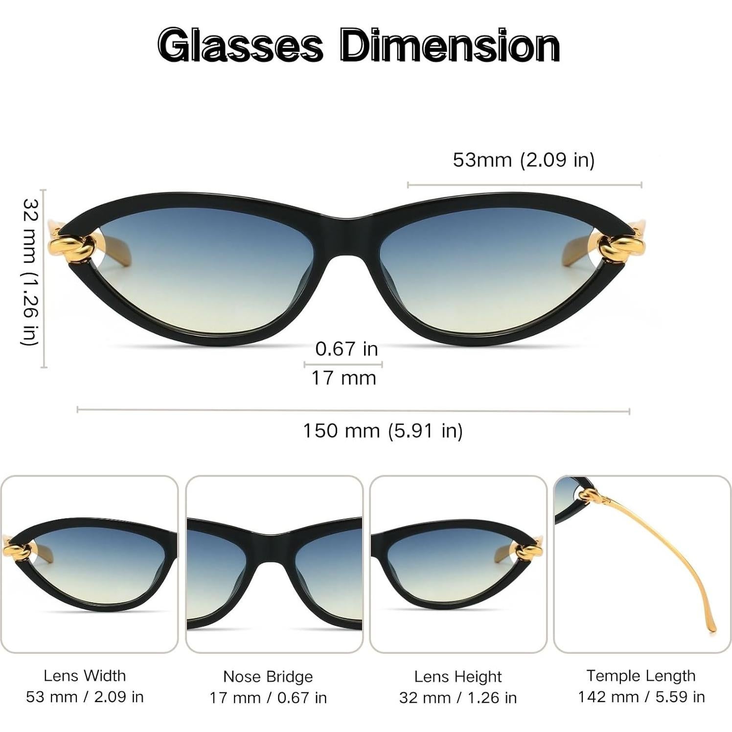 Gafas de Sol Retro Ovaladas Hanj para Mujeres - Templo Dorado