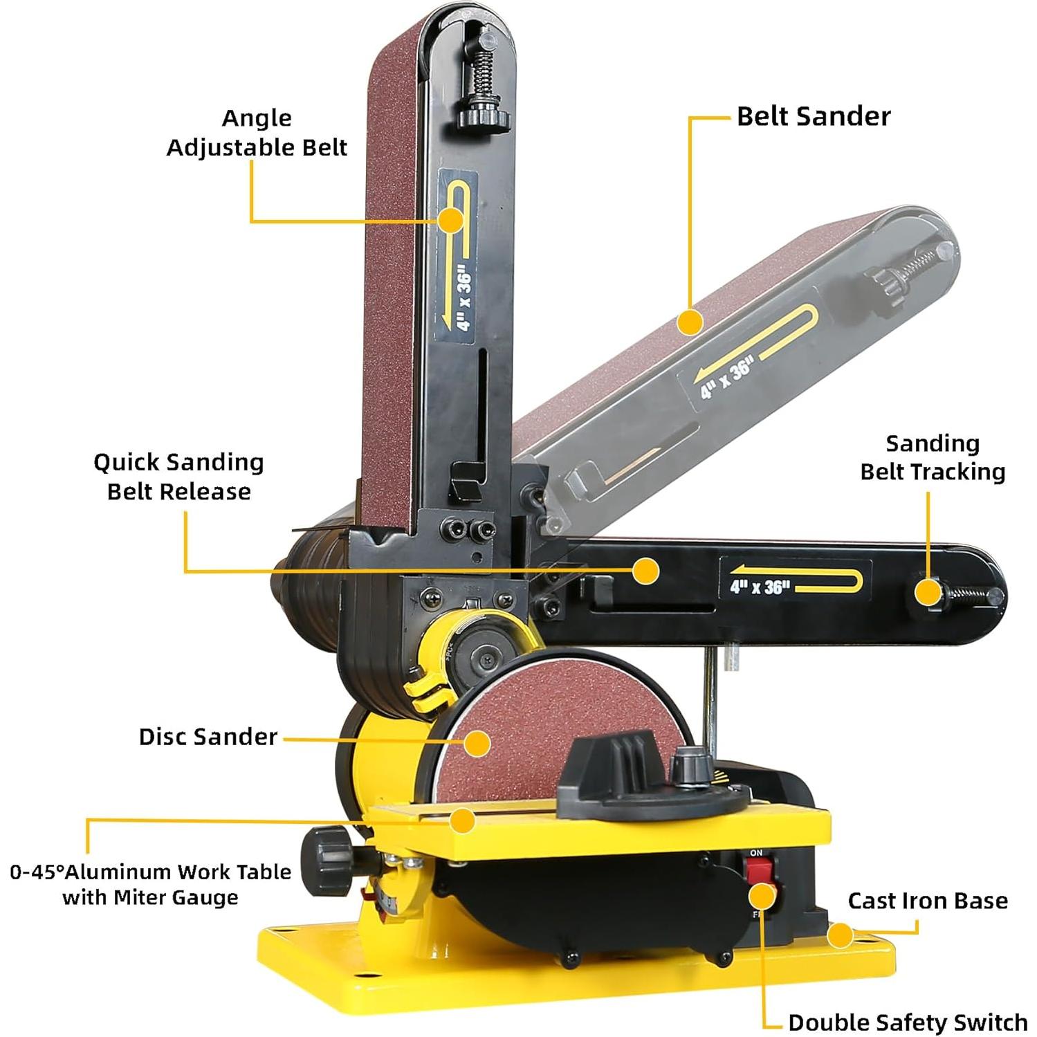 Lijadora de Banda Woodskil 4.3A 2 en 1 con Disco 15 cm