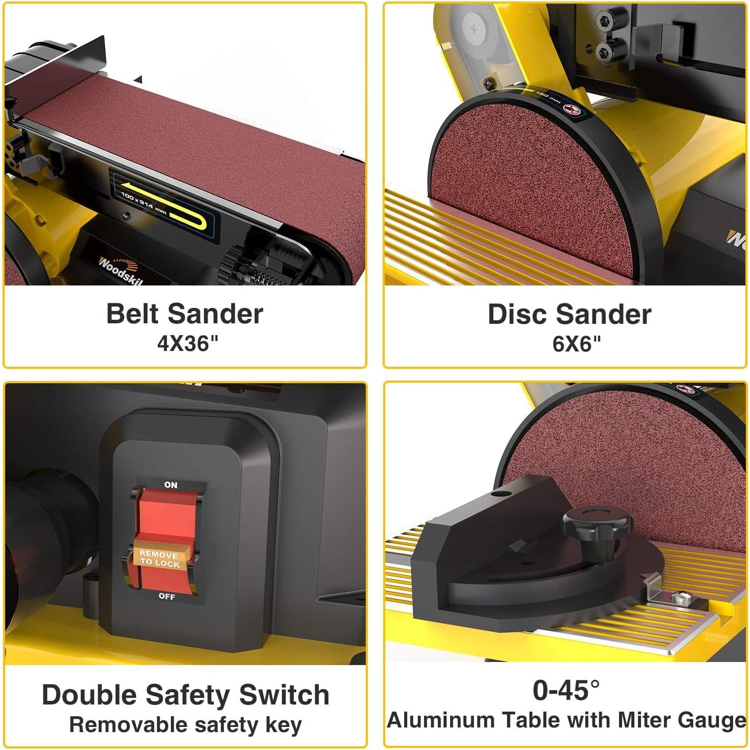 Lijadora de Banda Woodskil 4.3A 2 en 1 con Disco 15 cm
