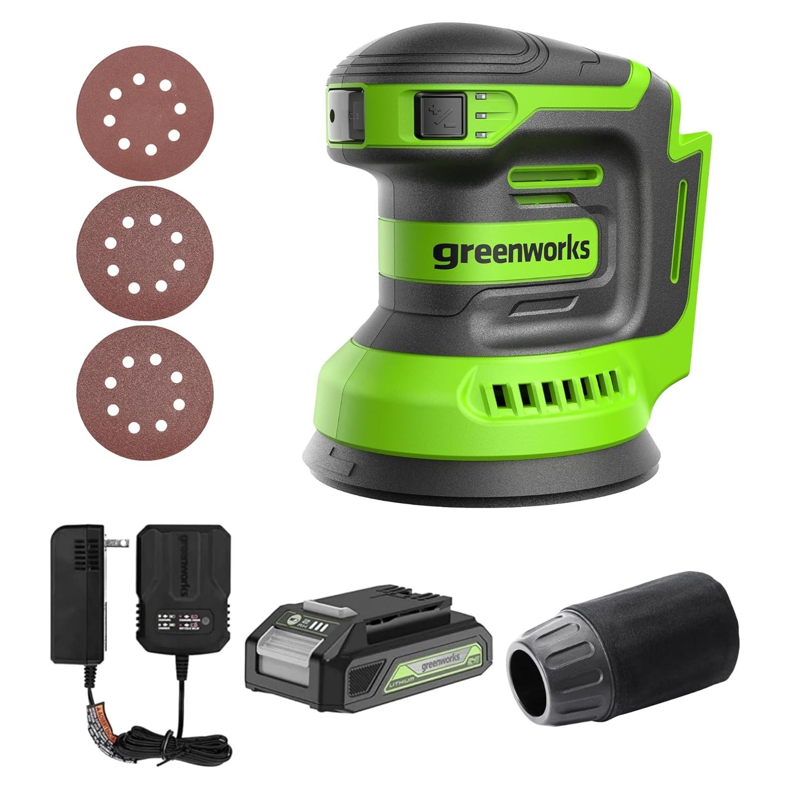 Lijadora Orbital Greenworks 24V 5" Inalámbrica con Batería