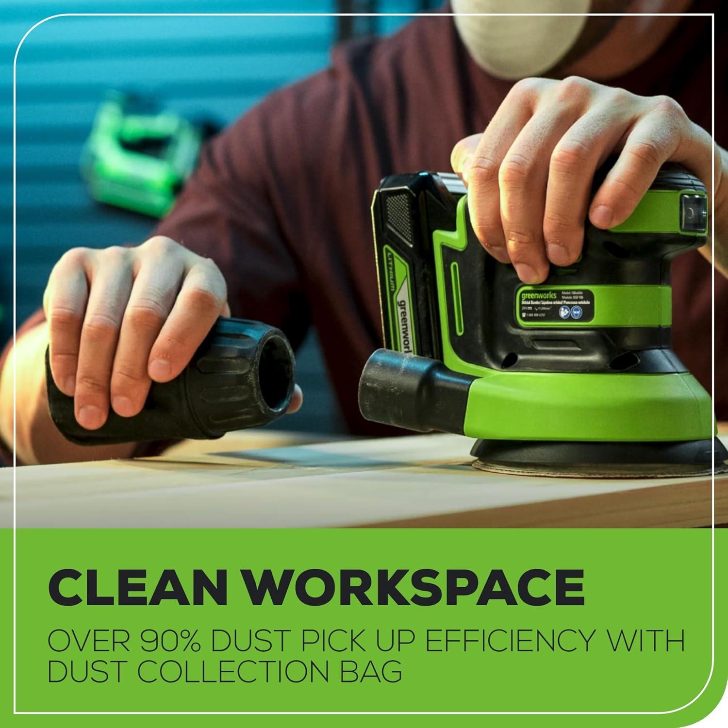 Lijadora Orbital Greenworks 24V 5" Inalámbrica con Batería