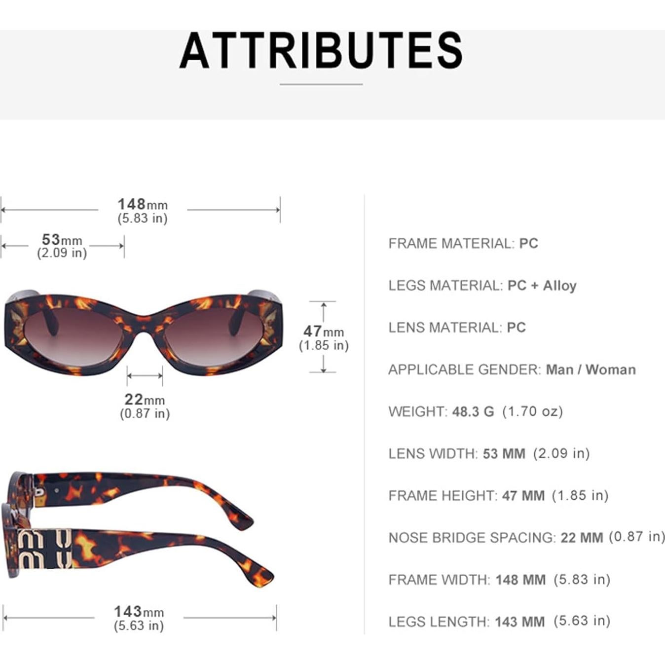 Gafas de sol ovaladas BCUYCF para mujer con protección UV