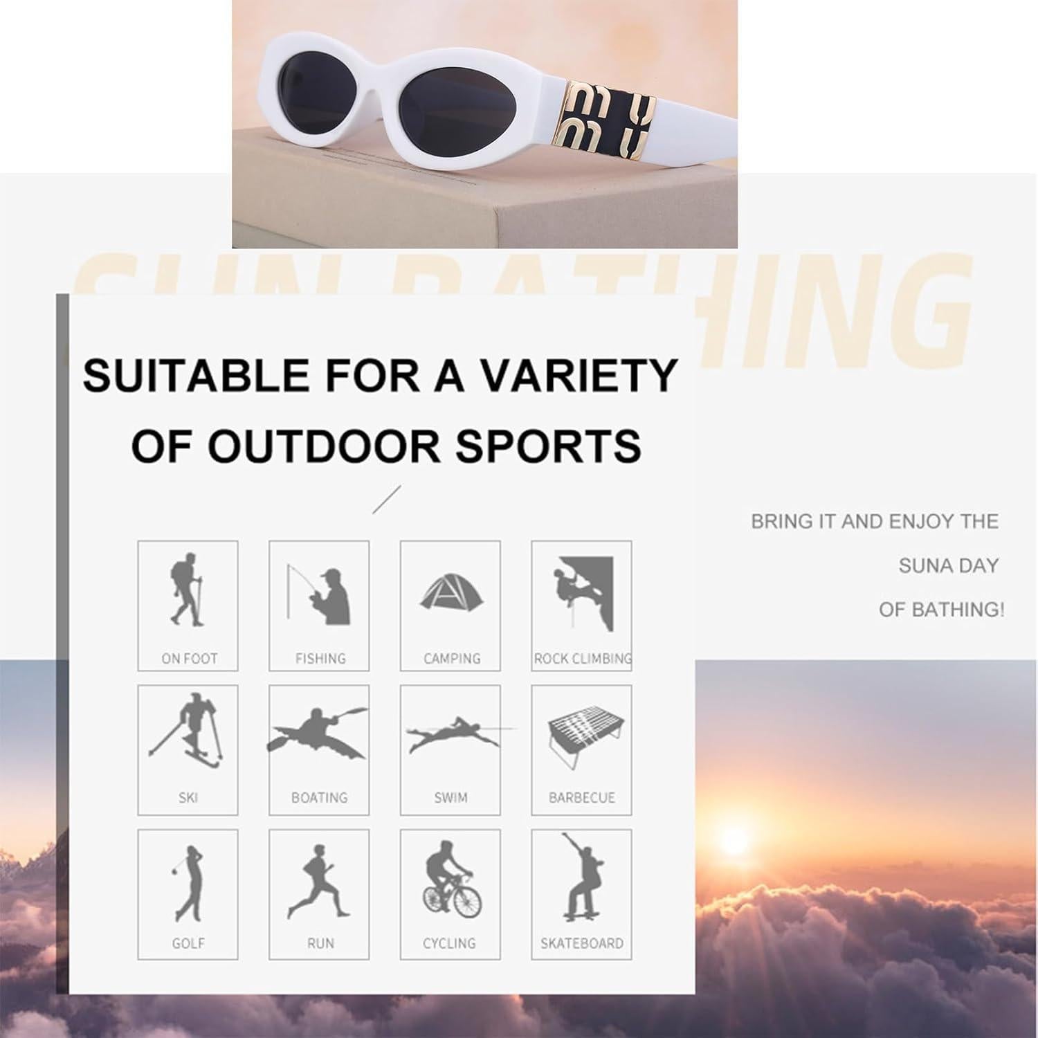 Gafas de sol ovaladas BCUYCF para mujer con protección UV