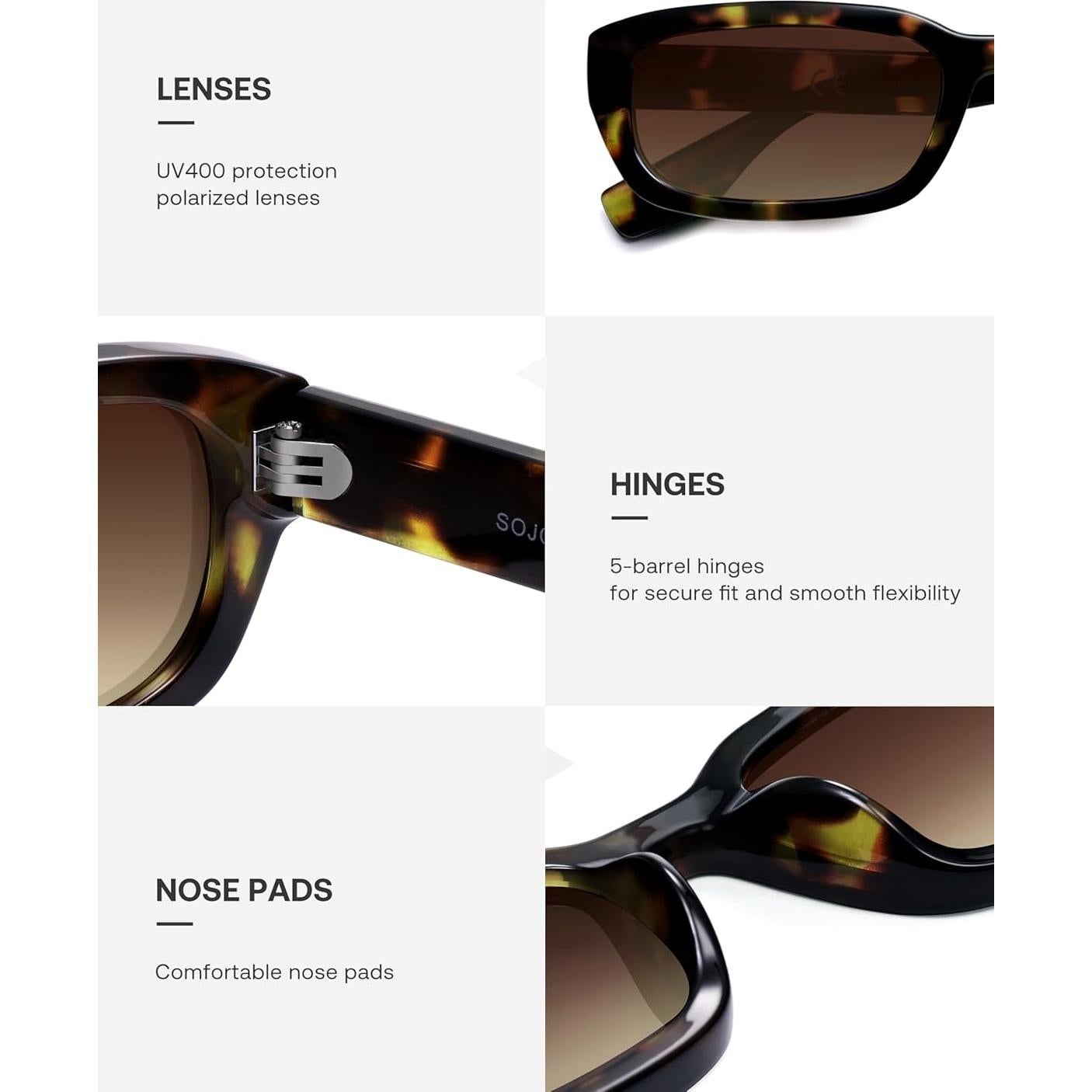 Gafas de sol retro polarizadas SOJOS para mujer UV400