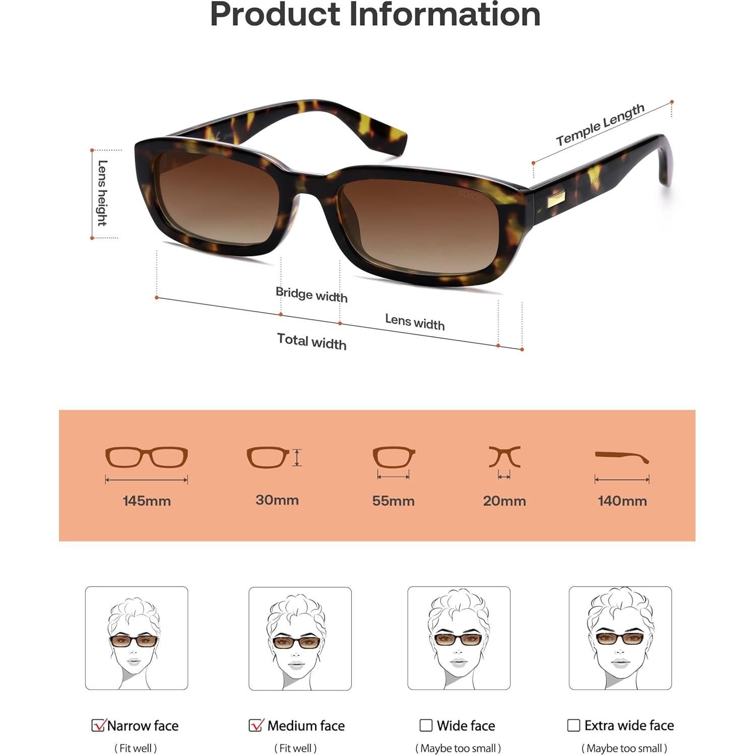 Gafas de sol retro polarizadas SOJOS para mujer UV400