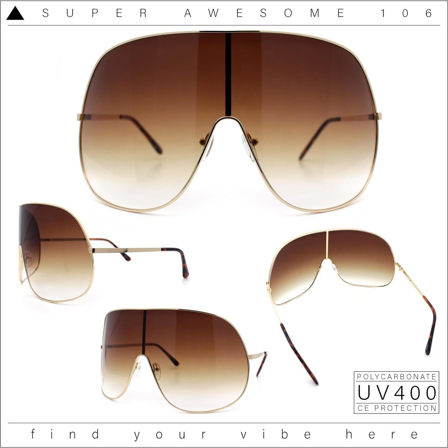 Gafas de sol Racer XXL de metal con lente UV400 - Oro/Marrón