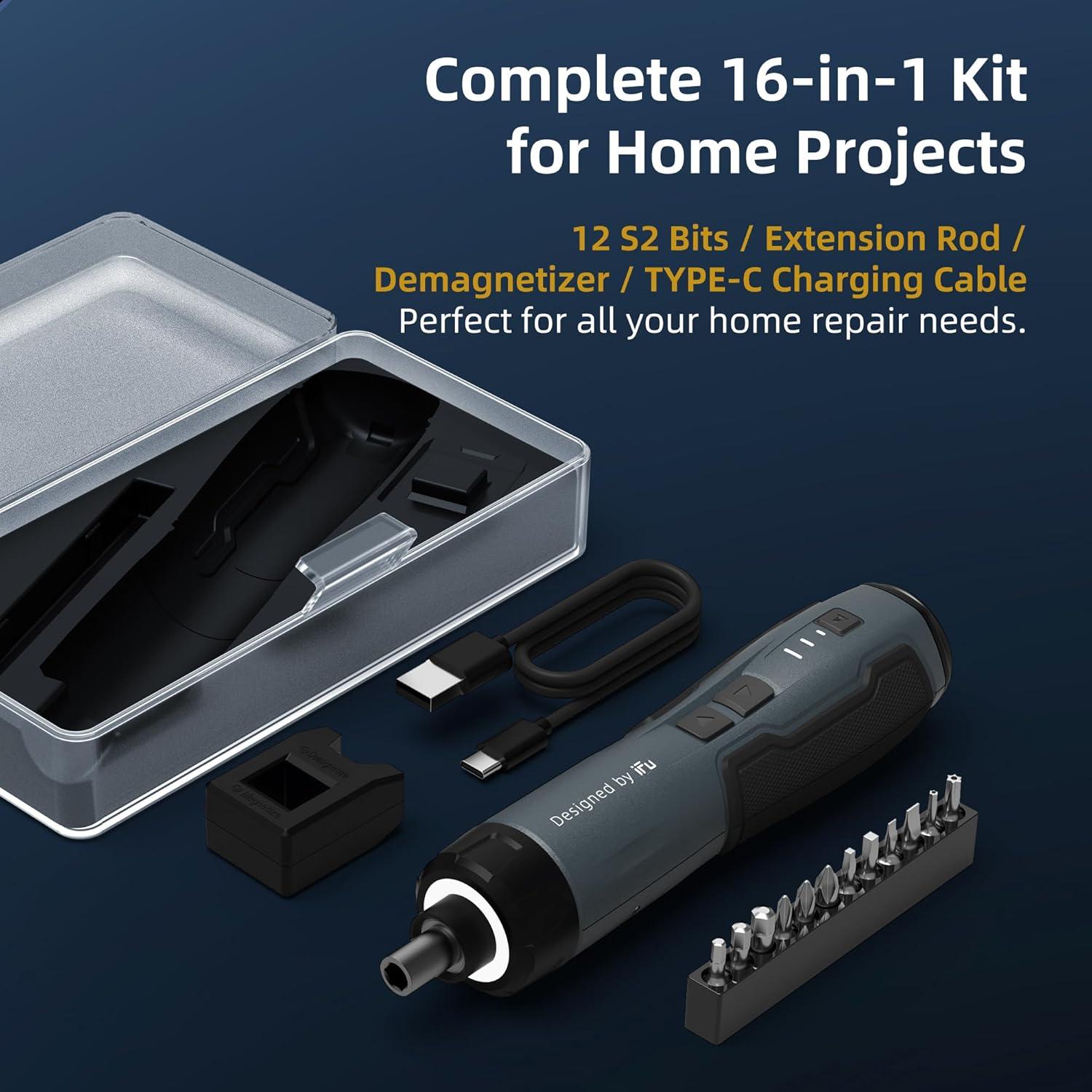 Destornillador eléctrico IfU iSD101 con 12 puntas y luz LED