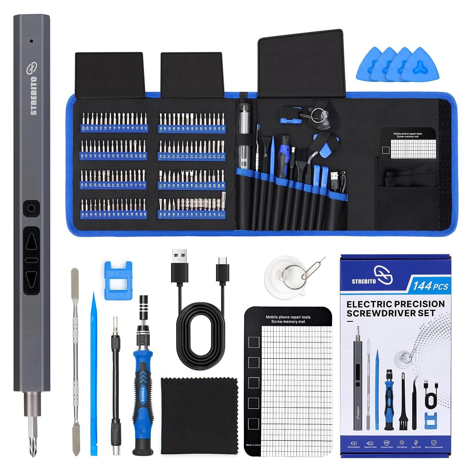 Destornillador Eléctrico STREBITO 144 Piezas Recargable