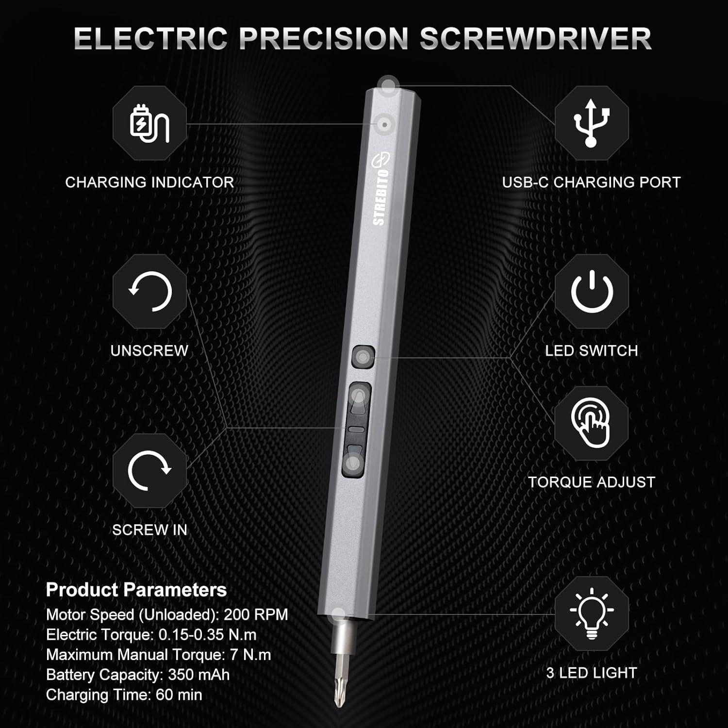 Destornillador Eléctrico STREBITO 144 Piezas Recargable