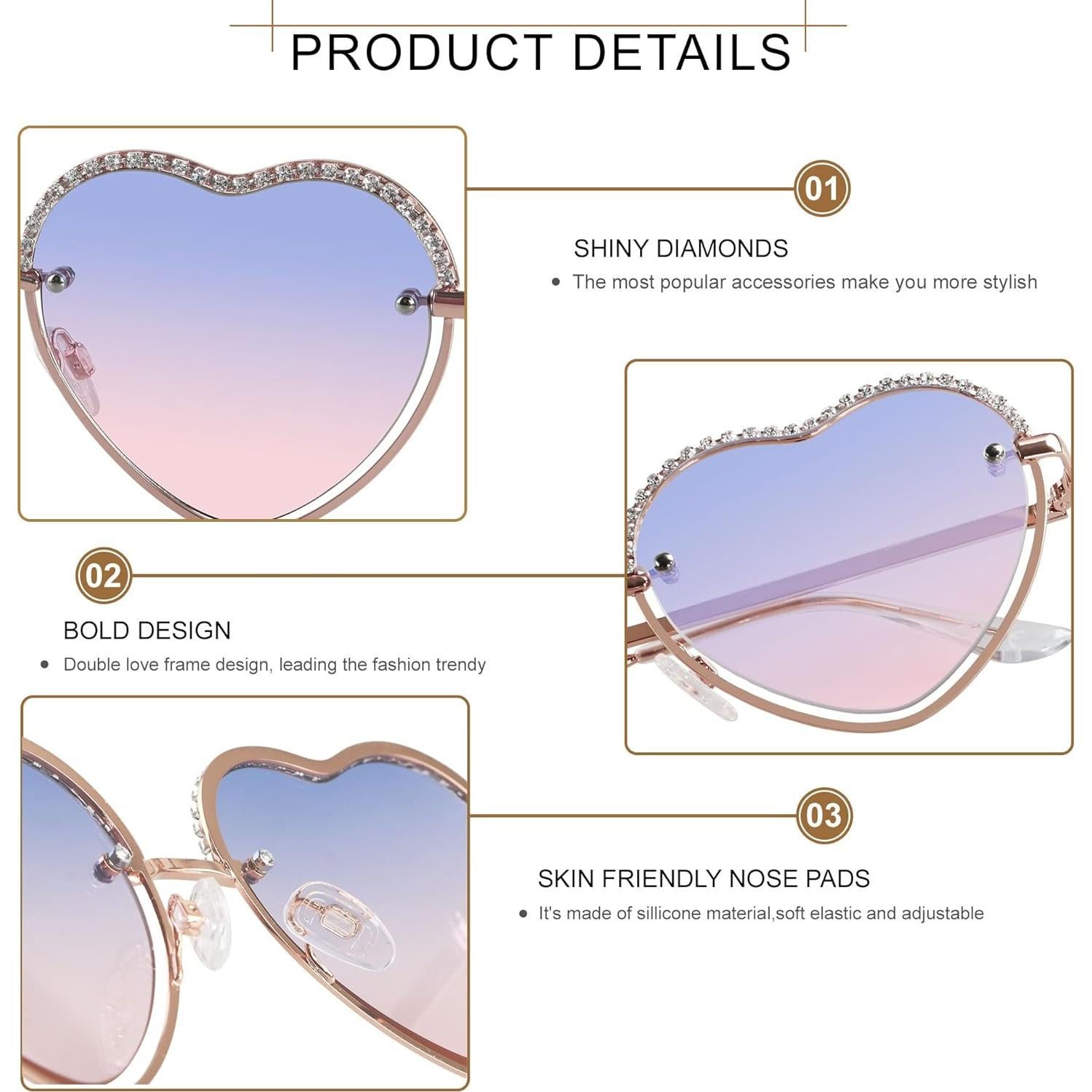 Gafas de sol corazón ANDWOOD AF520 con rhinestones UV400