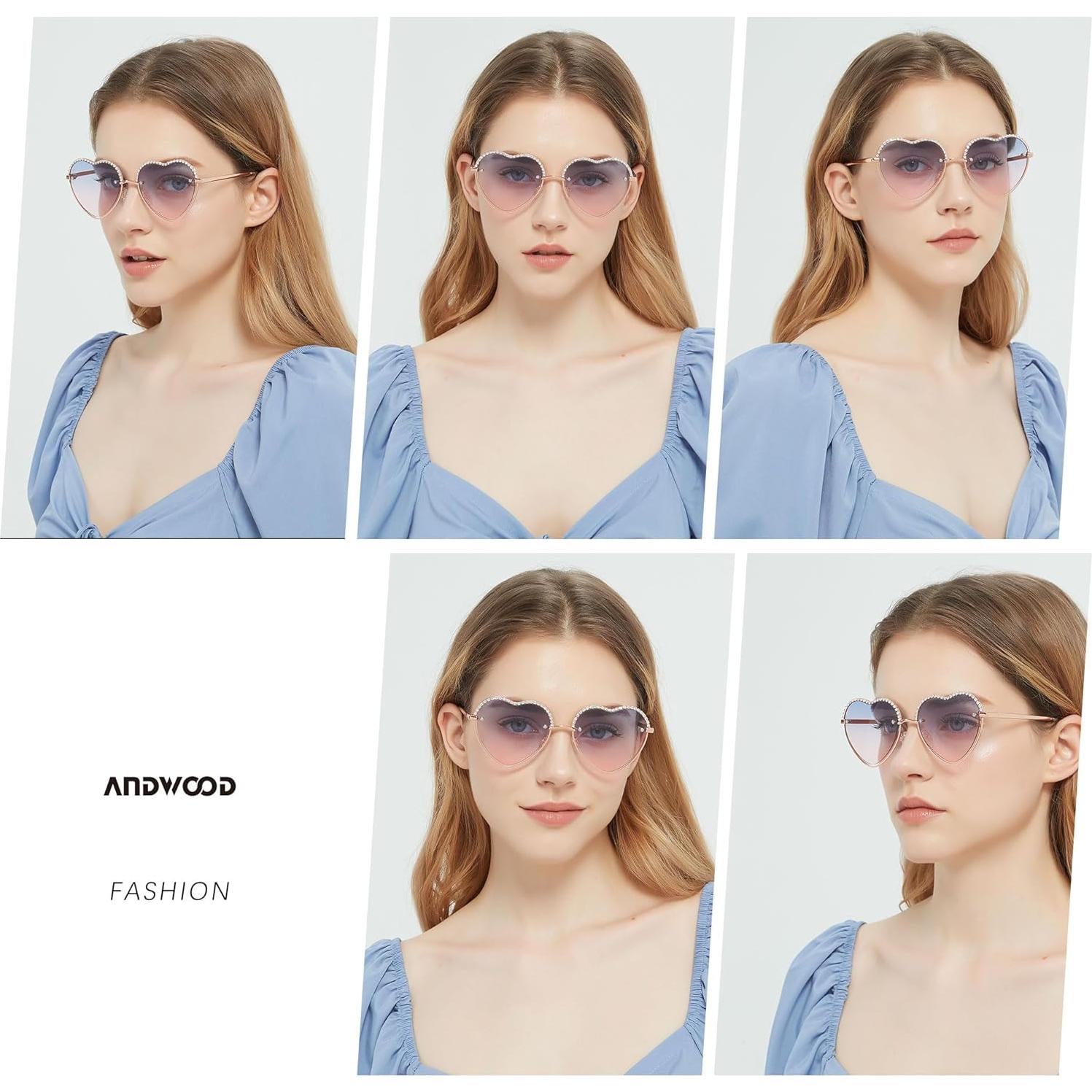 Gafas de sol corazón ANDWOOD AF520 con rhinestones UV400