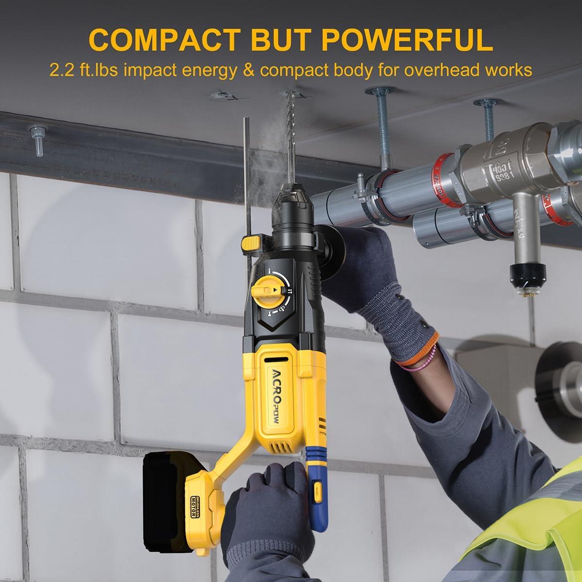 Martillo Perforador Inalámbrico ACROPOW 20V 4 Funciones LED