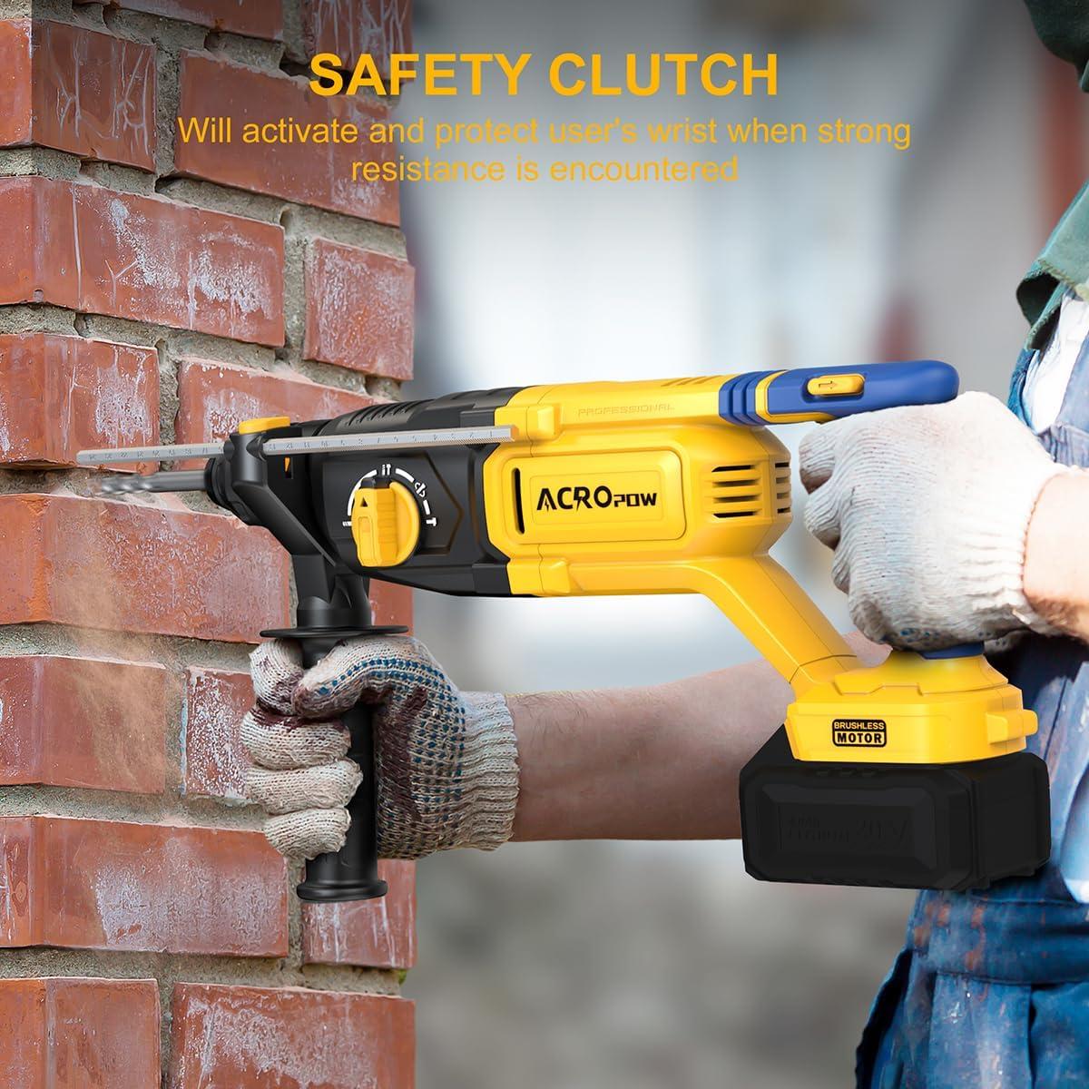 Martillo Perforador Inalámbrico ACROPOW 20V 4 Funciones LED