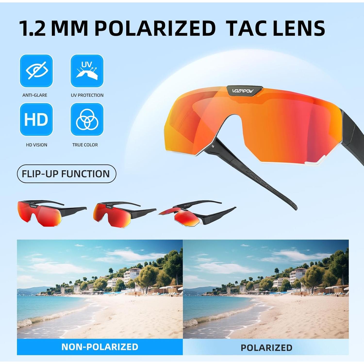 Gafas de sol polarizadas VOZAPOW plegables UV para hombres y mujeres