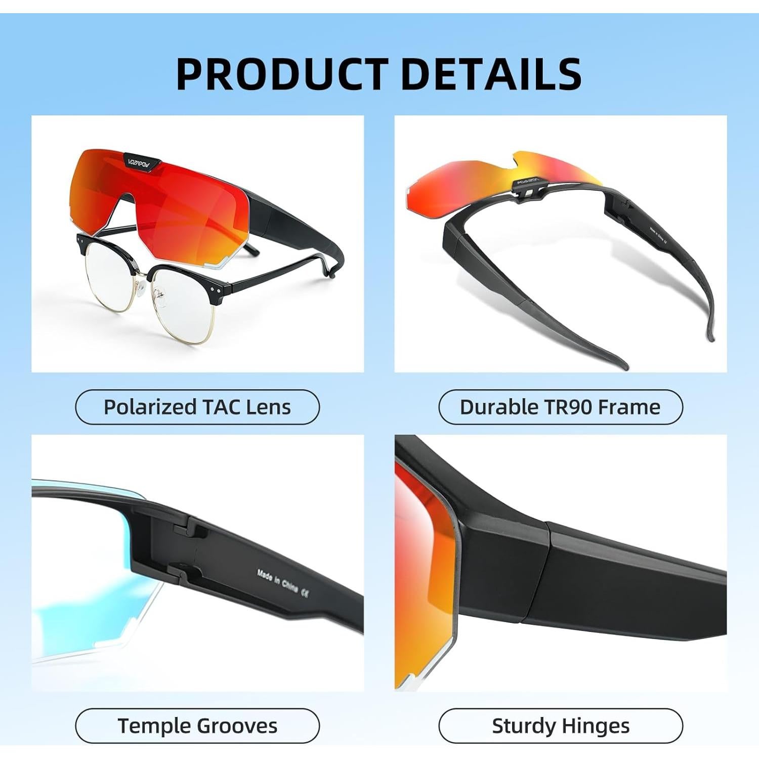 Gafas de sol polarizadas VOZAPOW plegables UV para hombres y mujeres