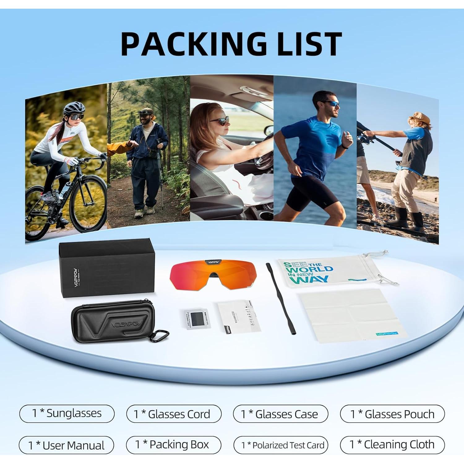Gafas de sol polarizadas VOZAPOW plegables UV para hombres y mujeres