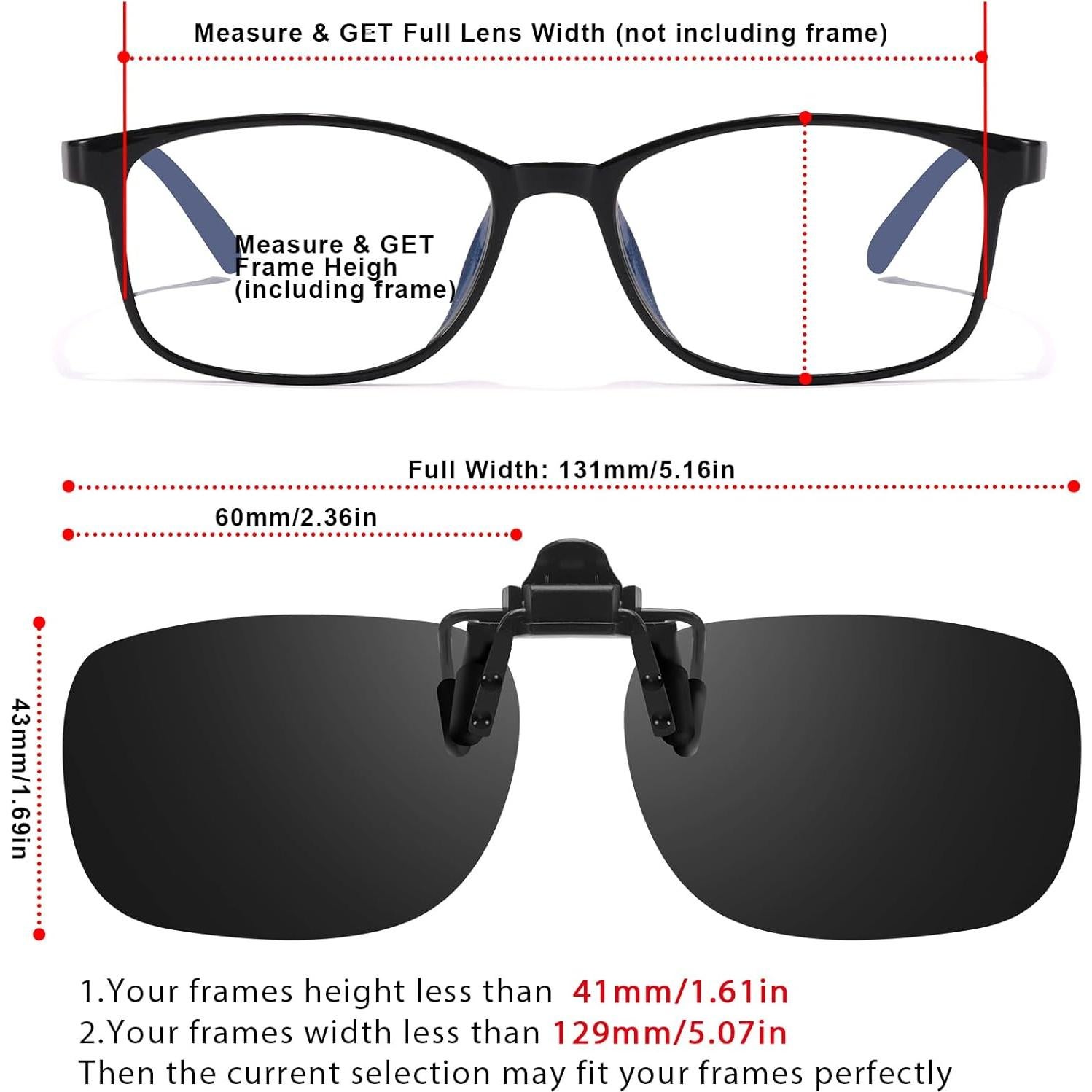 Gafas de sol clip-on VIEWBETTER® polarizadas UV400 gris