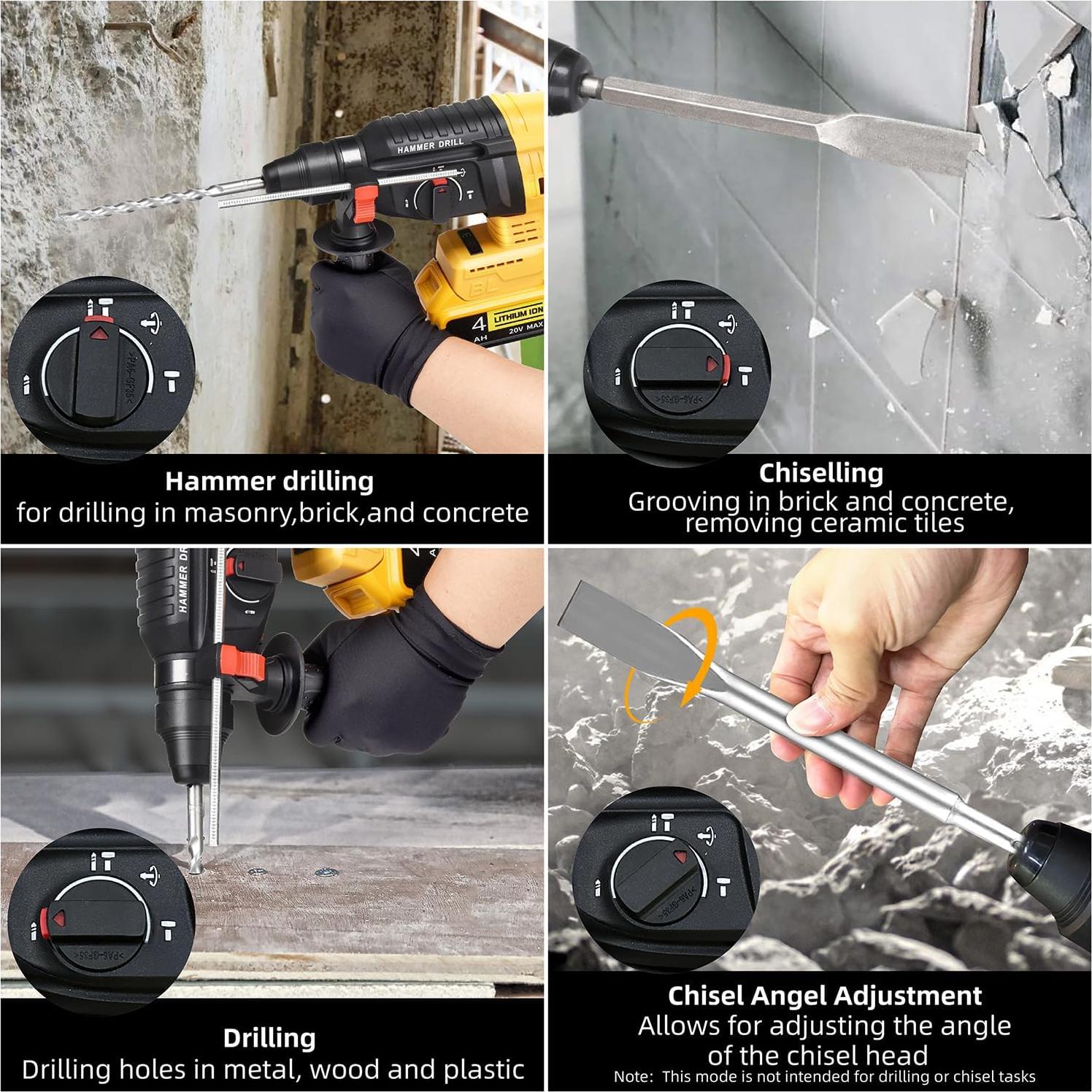 Martillo Perforador Inalámbrico Funnywhale K5 20V 4 Funciones