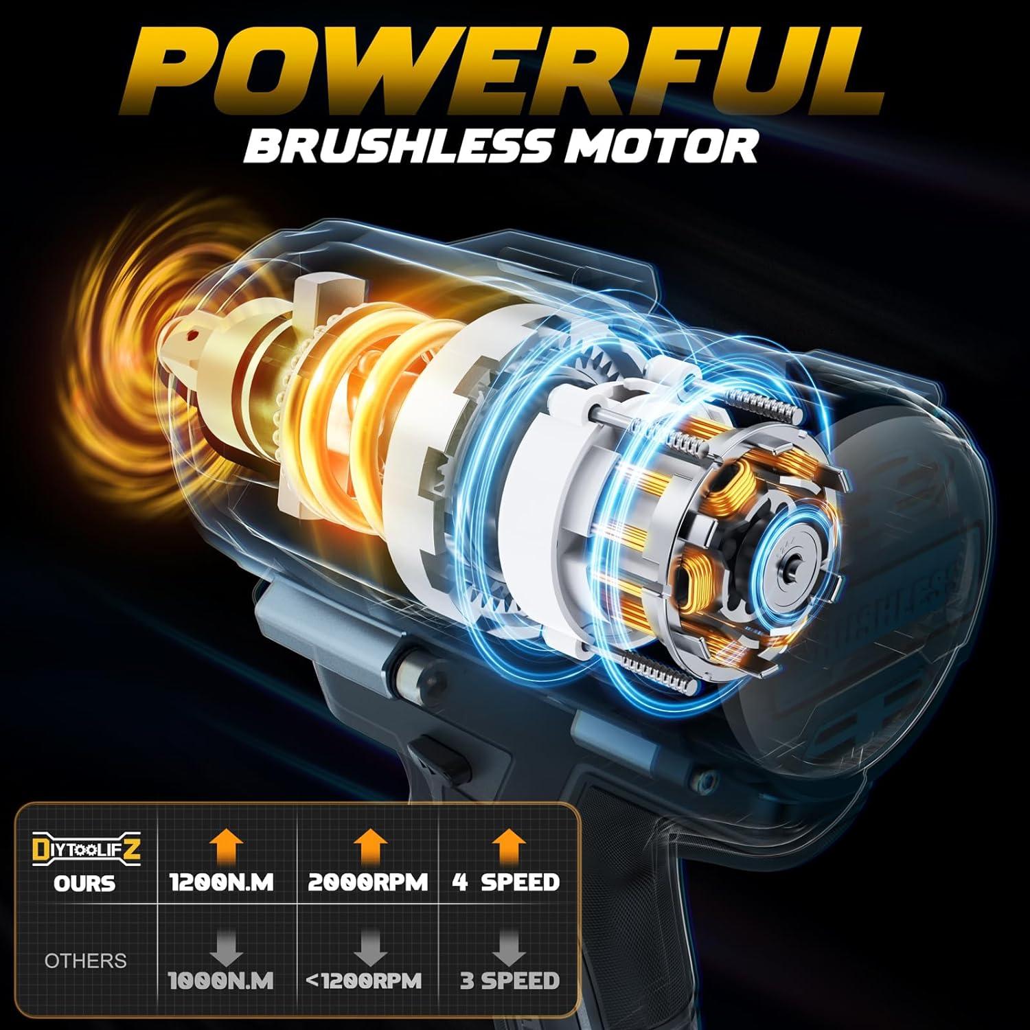 Llave de impacto inalámbrica 1/2" DeWalt 900 N.m 20V LED