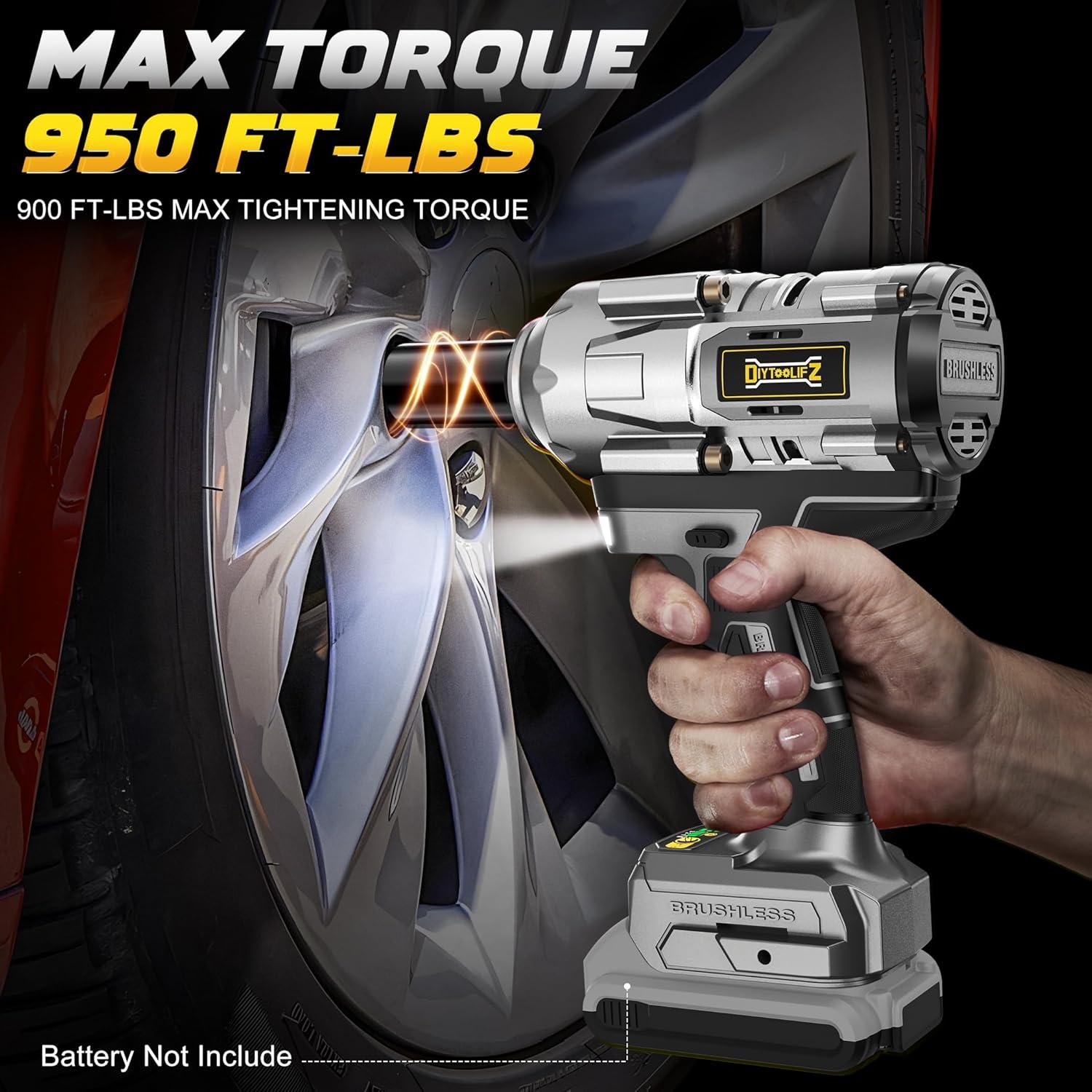 Llave de impacto inalámbrica 1/2" DeWalt 900 N.m 20V LED