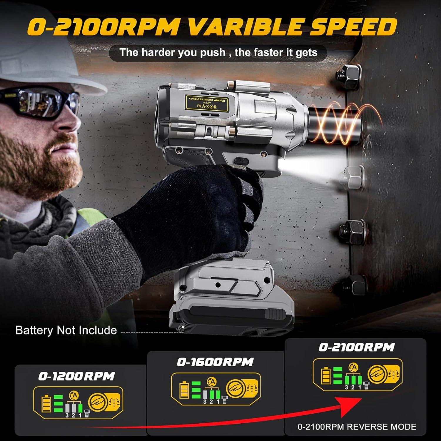 Llave de impacto inalámbrica 1/2" DeWalt 900 N.m 20V LED