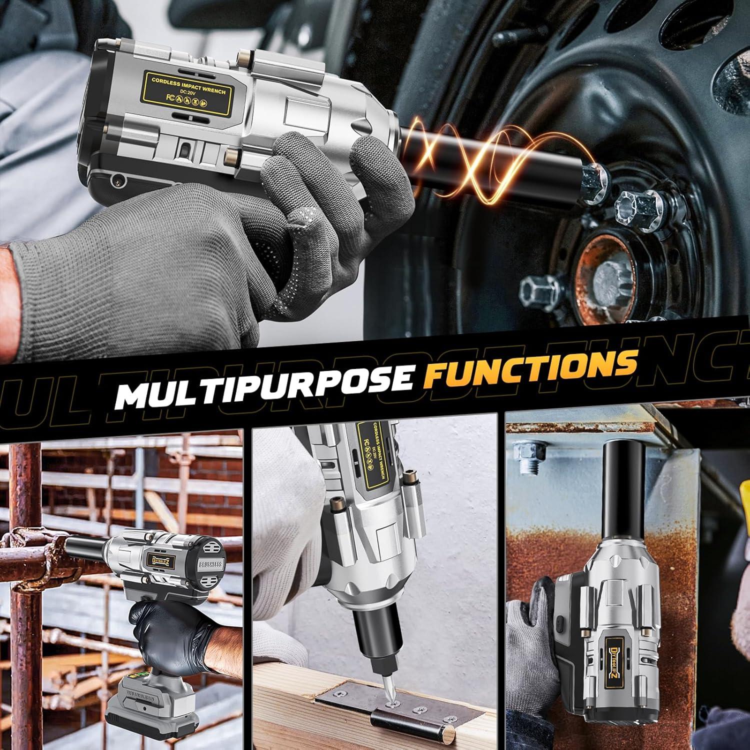 Llave de impacto inalámbrica 1/2" DeWalt 900 N.m 20V LED