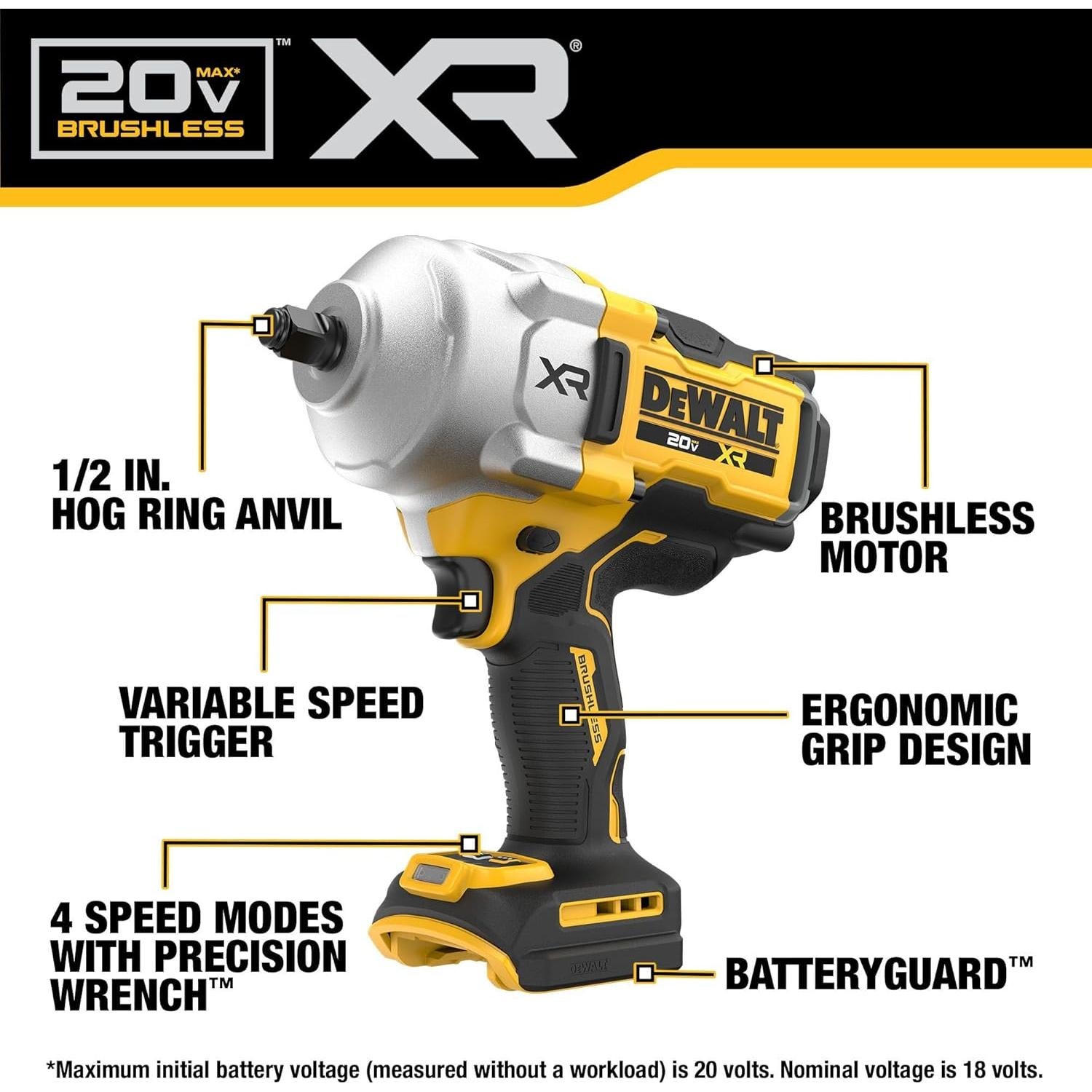 Llave de Impacto Inalámbrica DEWALT 20V MAX XR 1/2" Kit