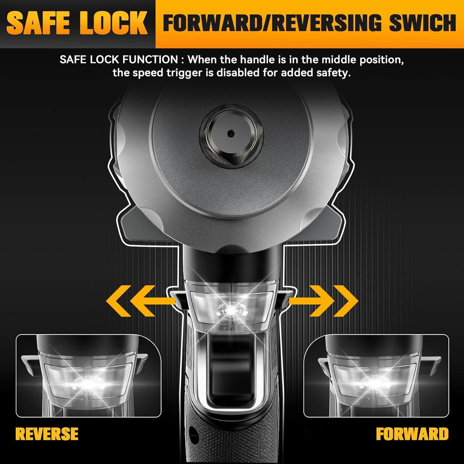 Llave de impacto inalámbrica Cerycose 1/2" 1200N.m LED