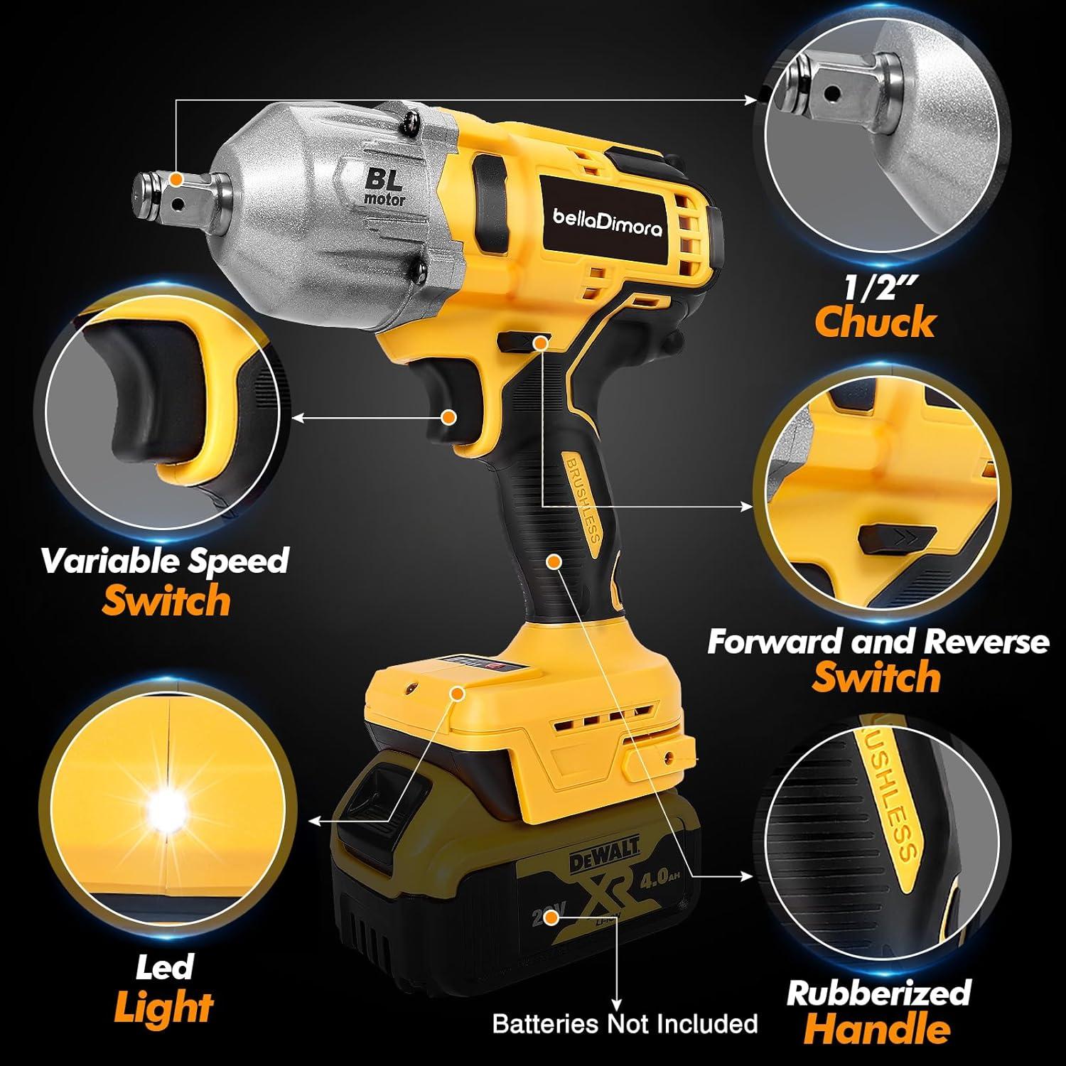 Llave de impacto inalámbrica 1/2" BellaDimora 21V 800N.m