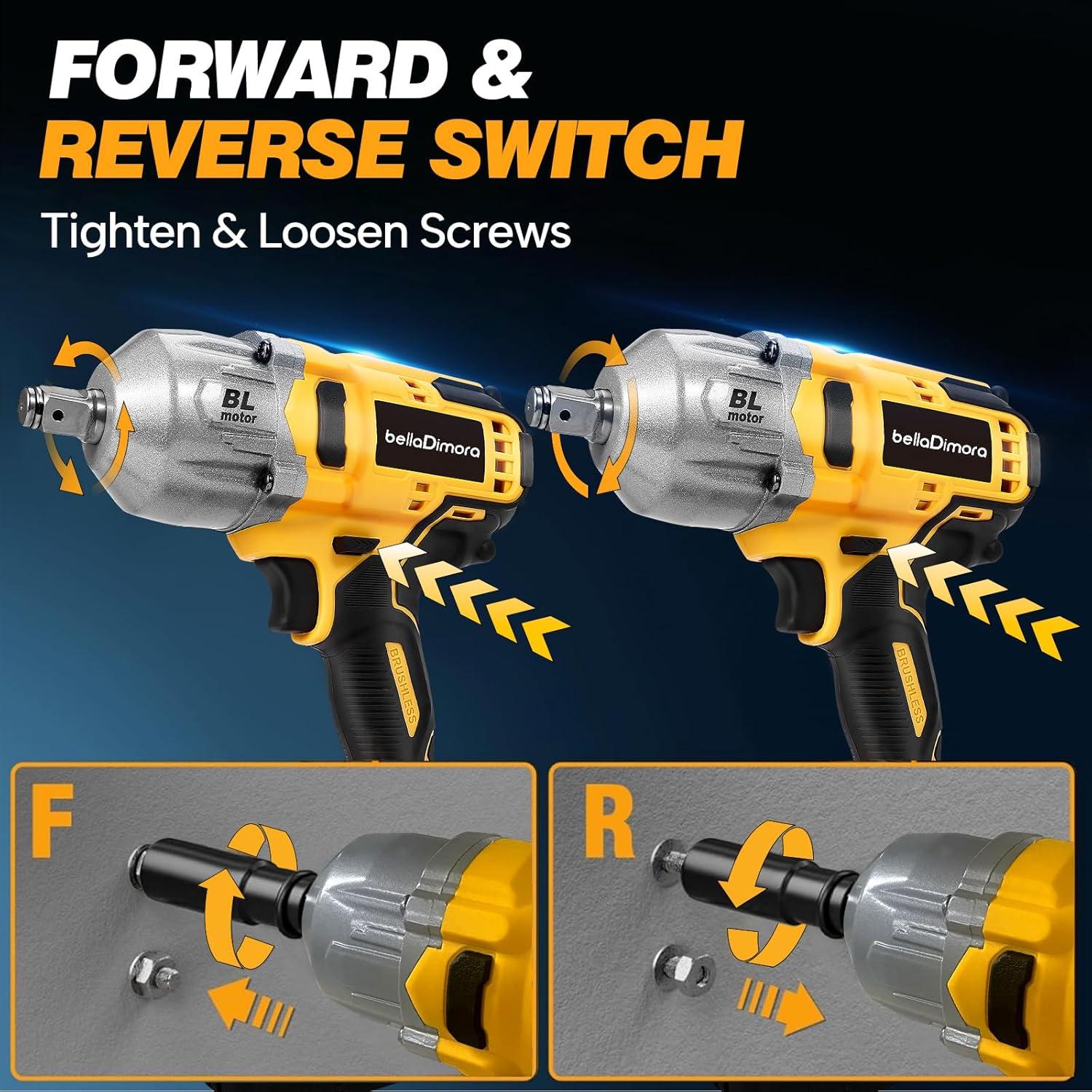 Llave de impacto inalámbrica 1/2" BellaDimora 21V 800N.m