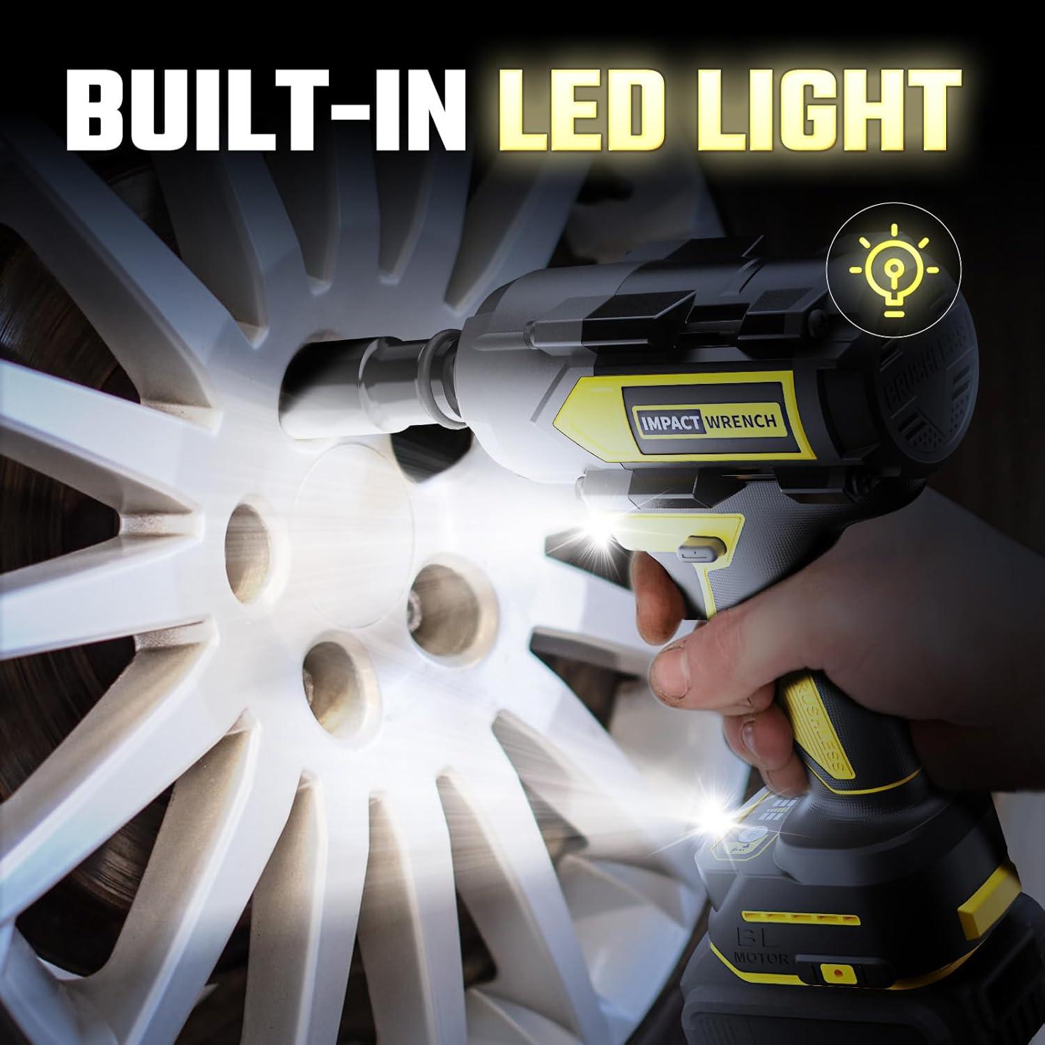 Llave de Impacto Inalámbrica VERVEWAVE 1200N.m 20V con 6 Casquillos