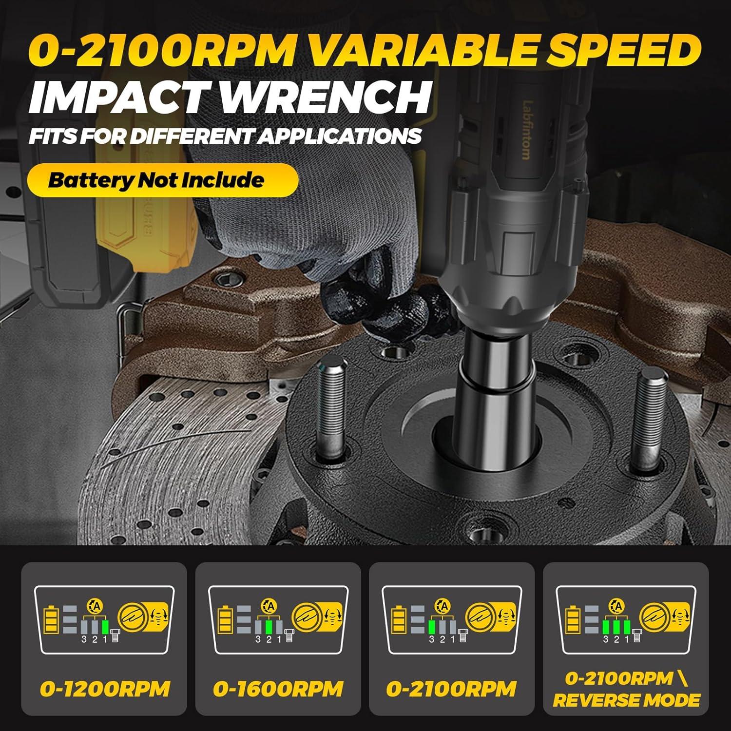 Llave de impacto inalámbrica Labfintom 20V 1200 Nm LED