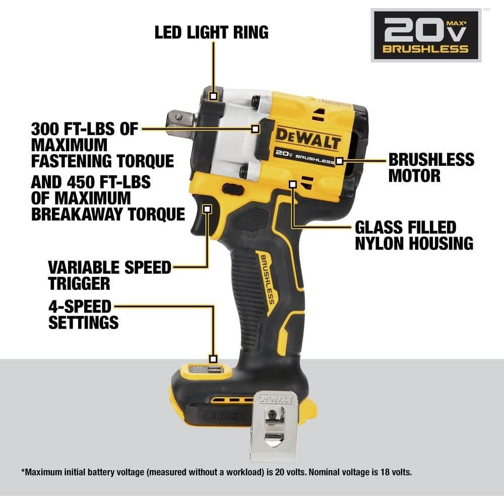 Llave de Impacto Inalámbrica DEWALT DCF922B 20V 406 Nm
