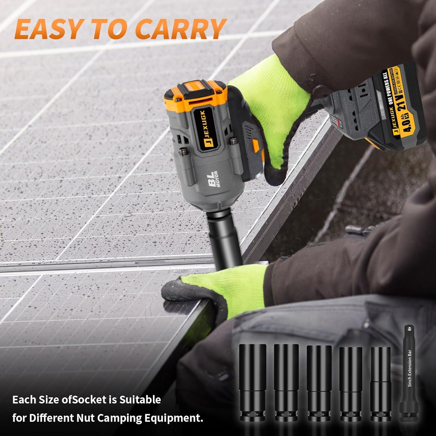 Llave de Impacto Inalámbrica JEXUGK 1500Nm 21V con 2 Baterías