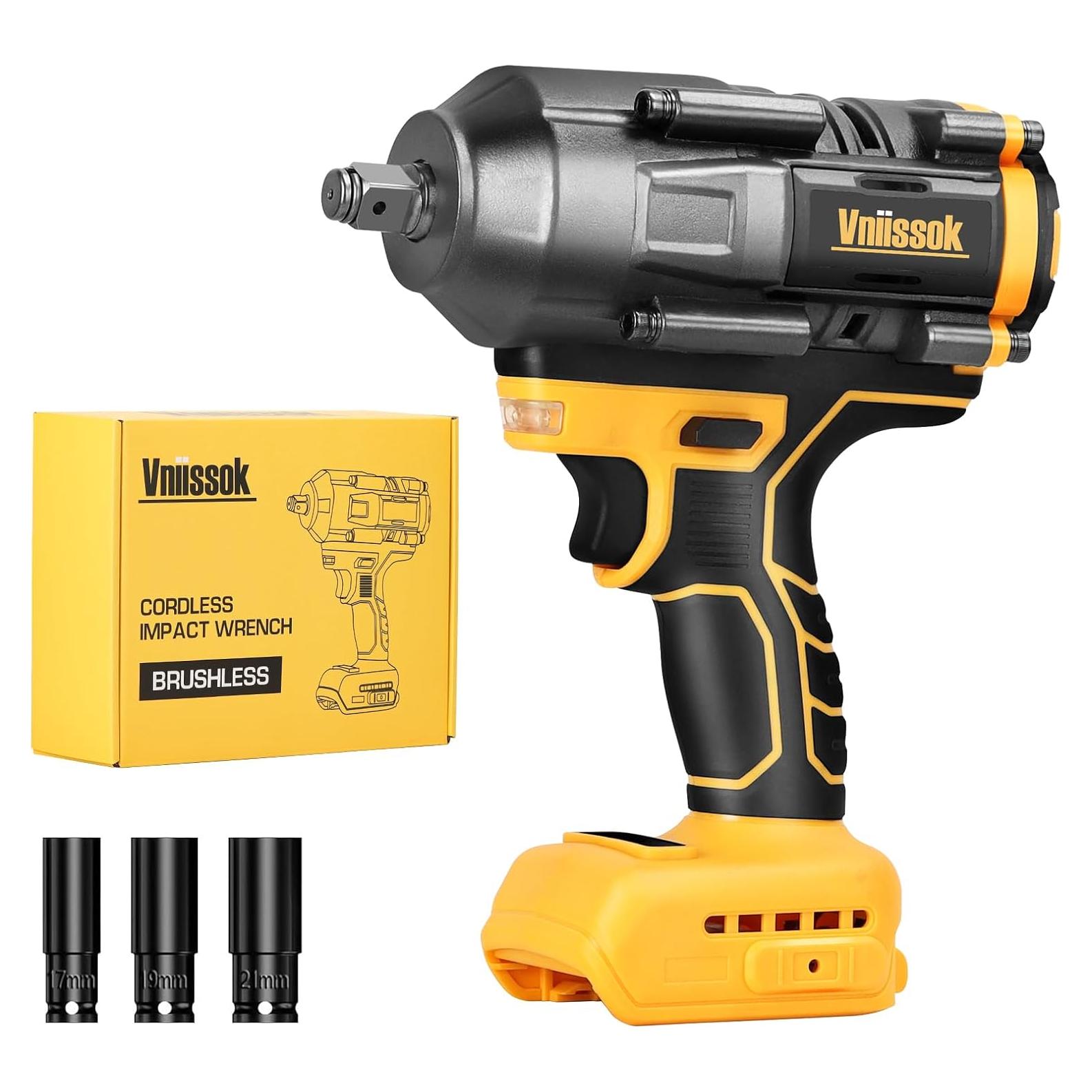 Llave de impacto inalámbrica 1/2" Vniissok 1200N.m LED