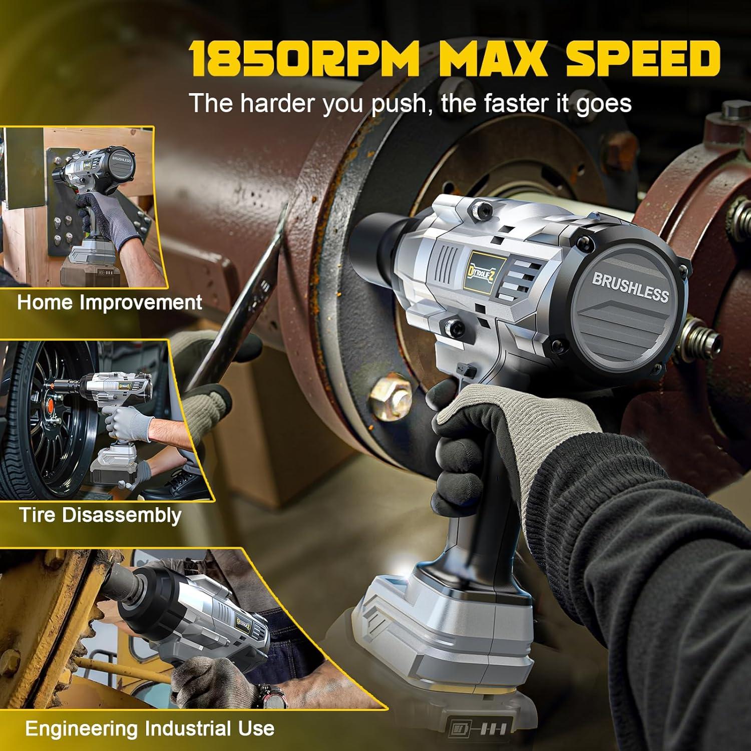 Llave de impacto inalámbrica 1/2" DIYtoolifz 2000 Nm 20V